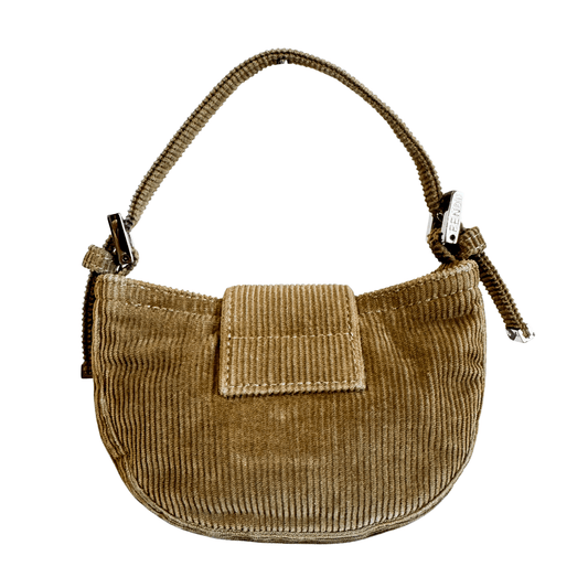 FENDI Mini Croissant Beige Corduroy, in , Sold by HIVE PRELOVED - Handle Bags, ,