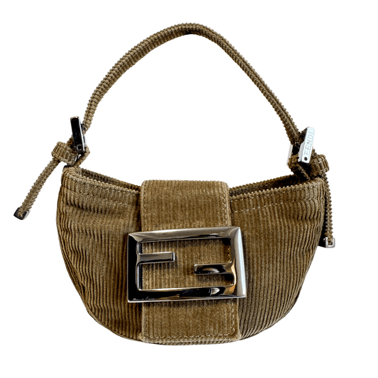 FENDI Mini Croissant Beige Corduroy, in , Sold by HIVE PRELOVED - Handle Bags, ,