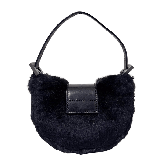 FENDI Mini Croissant Black Fur Bag, in , Sold by HIVE PRELOVED - Handle Bags, Mini bags,