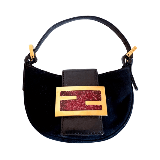 FENDI Mini Croissant Black Leather Suede Handbag, in , Sold by HIVE PRELOVED - Handle Bags, ,