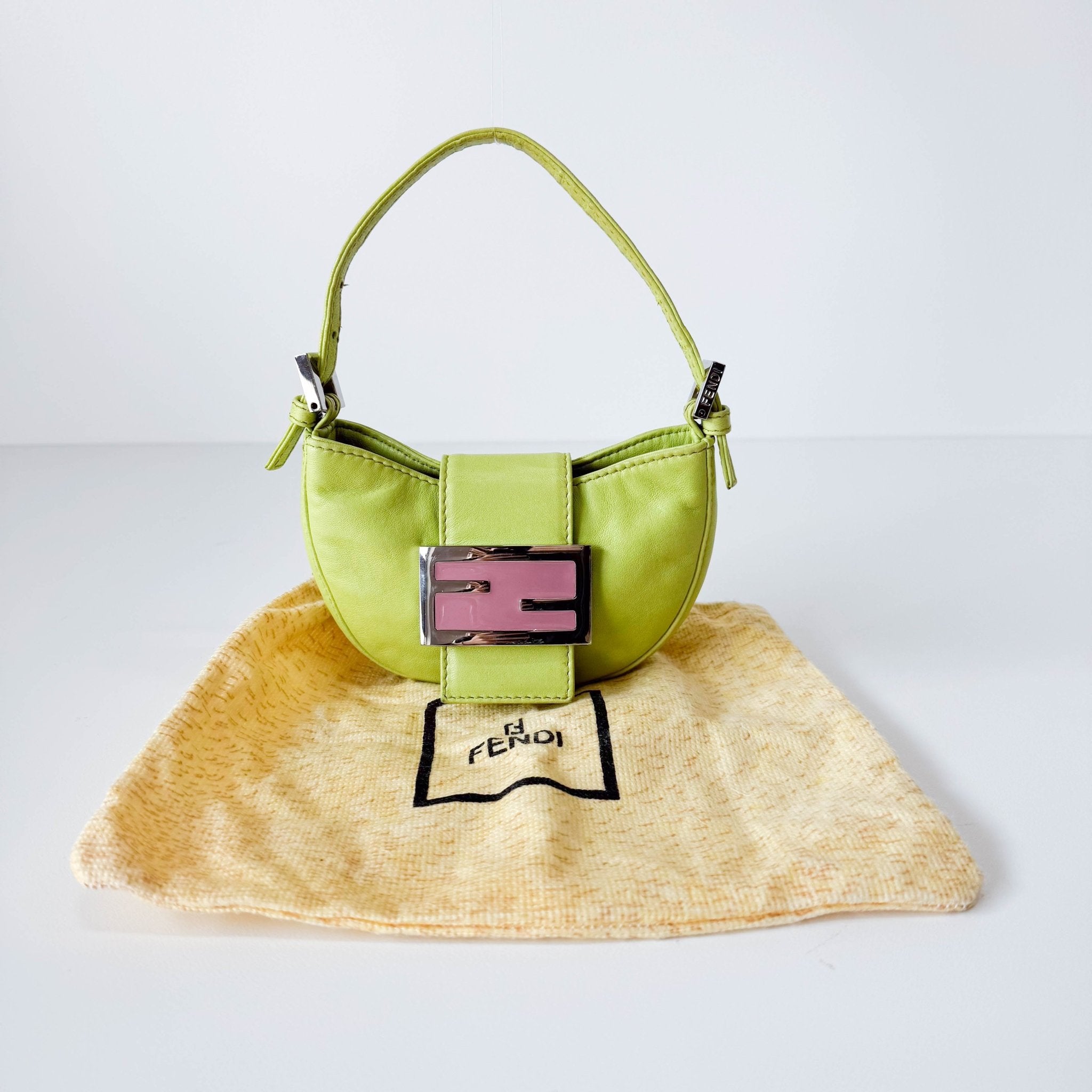 FENDI Mini Croissant Green Nappa Leather Bag, in , Sold by HIVE PRELOVED - Handle Bags, ,