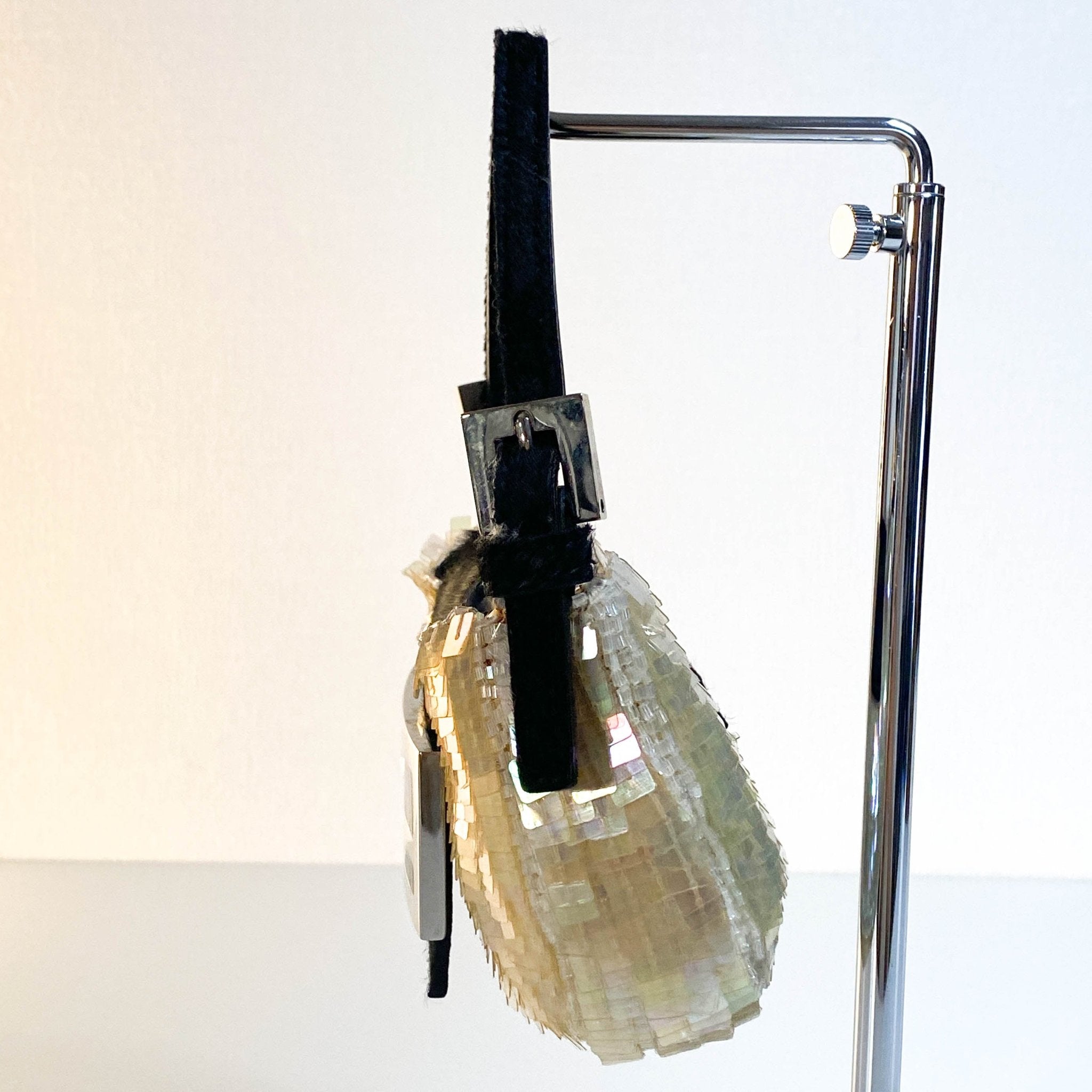 FENDI Mini Croissant Ivory Sequin / Calf Pony Hair, in , Sold by HIVE PRELOVED - Handle Bags, Mini bags,