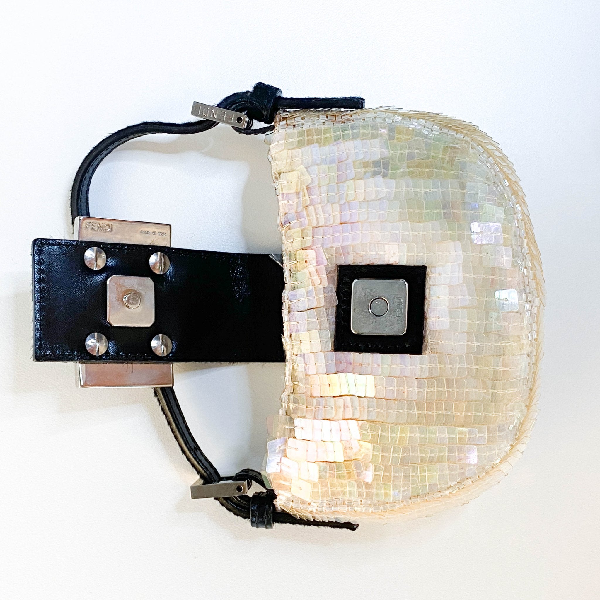 FENDI Mini Croissant Ivory Sequin / Calf Pony Hair, in , Sold by HIVE PRELOVED - Handle Bags, Mini bags,