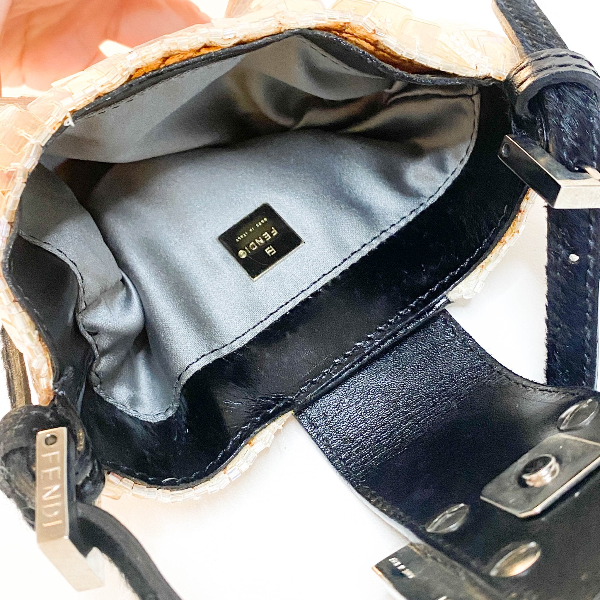 FENDI Mini Croissant Ivory Sequin / Calf Pony Hair, in , Sold by HIVE PRELOVED - Handle Bags, Mini bags,