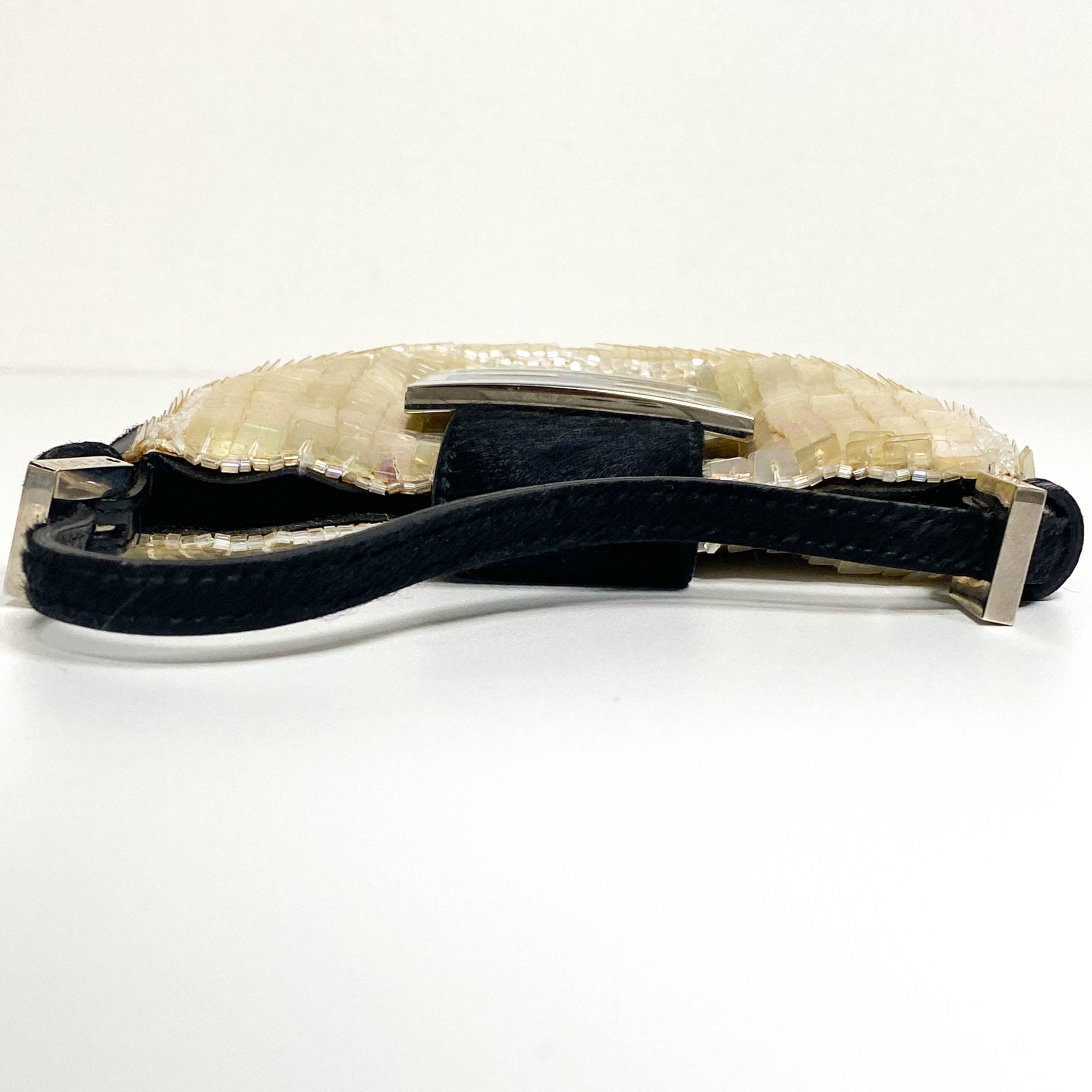 FENDI Mini Croissant Ivory Sequin / Calf Pony Hair, in , Sold by HIVE PRELOVED - Handle Bags, Mini bags,