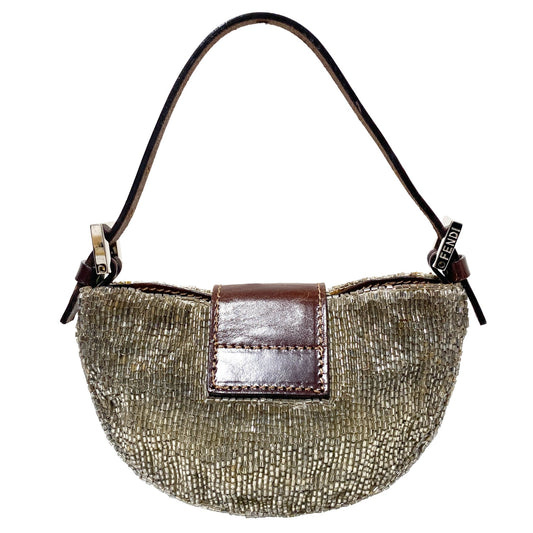 FENDI Mini Croissant Silver Beaded, in , Sold by HIVE PRELOVED - Handle Bags, Mini bags,