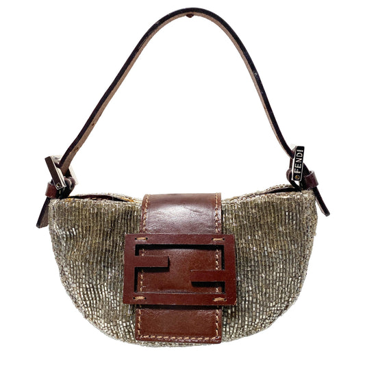 FENDI Mini Croissant Silver Beaded, in , Sold by HIVE PRELOVED - Handle Bags, Mini bags,