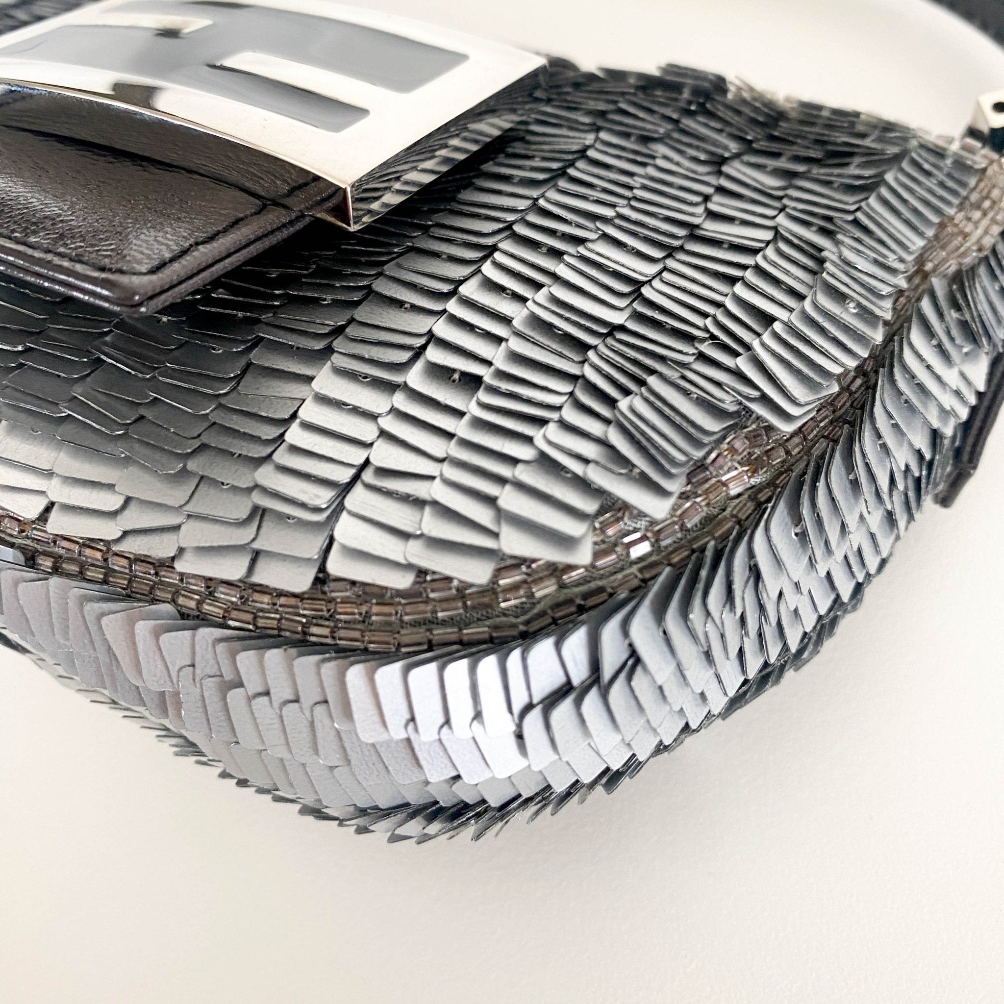 FENDI Mini Croissant Silver Sequin Bag, in , Sold by HIVE PRELOVED - Handle Bags, Mini bags, Sale