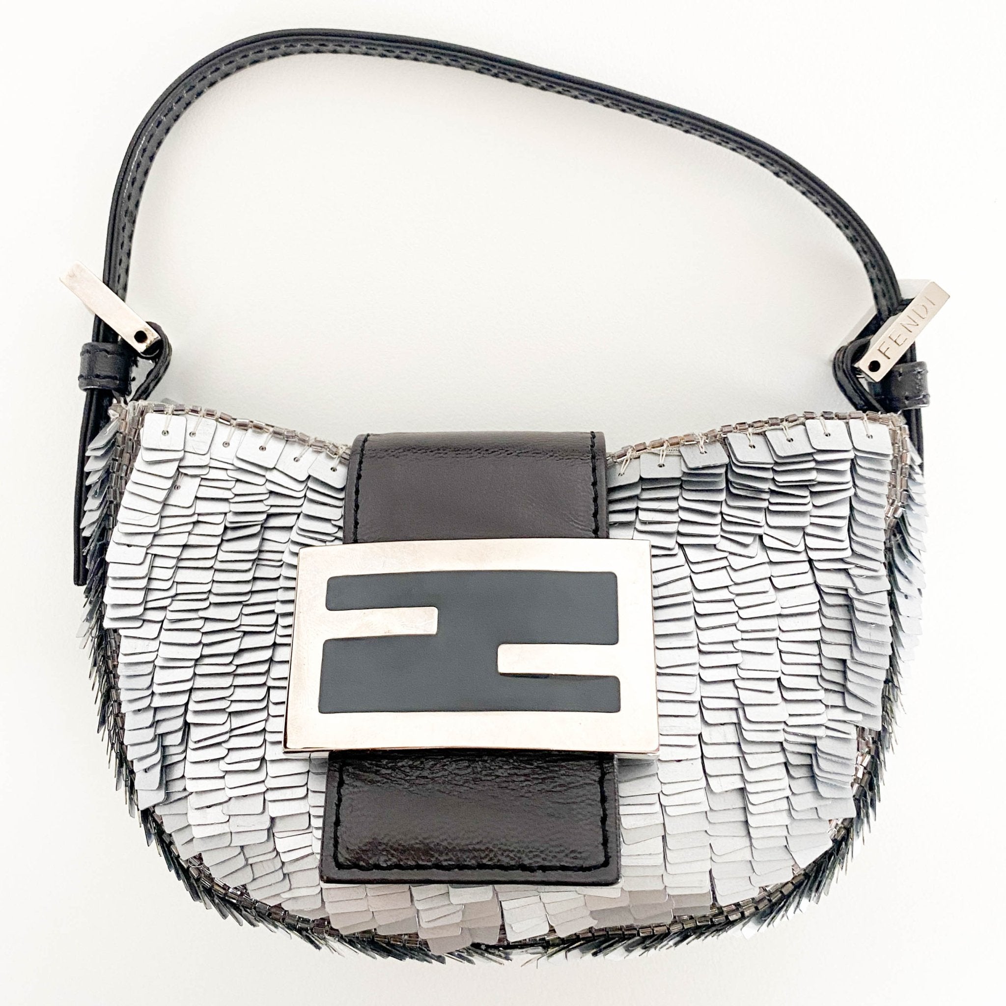 FENDI Mini Croissant Silver Sequin Bag, in , Sold by HIVE PRELOVED - Handle Bags, Mini bags, Sale