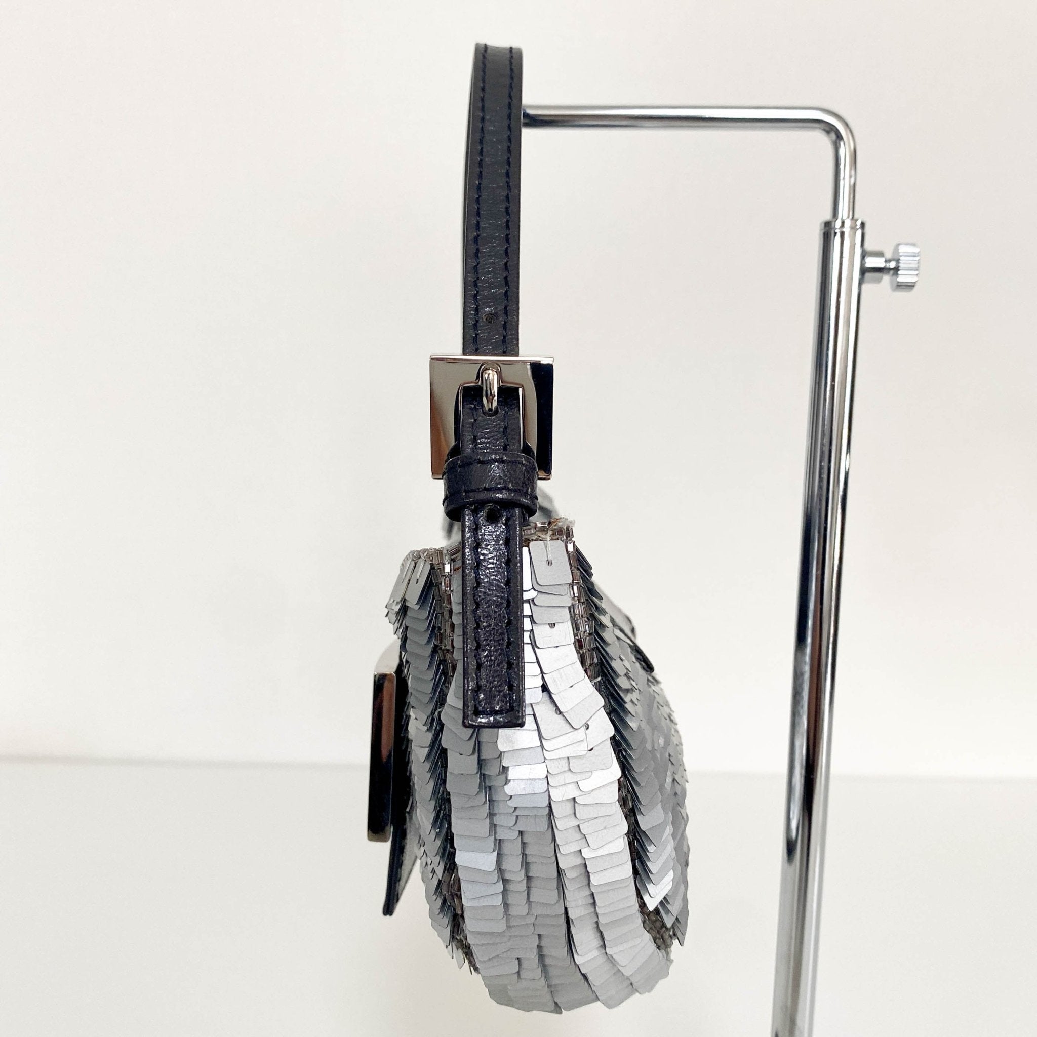 FENDI Mini Croissant Silver Sequin Bag, in , Sold by HIVE PRELOVED - Handle Bags, Mini bags, Sale