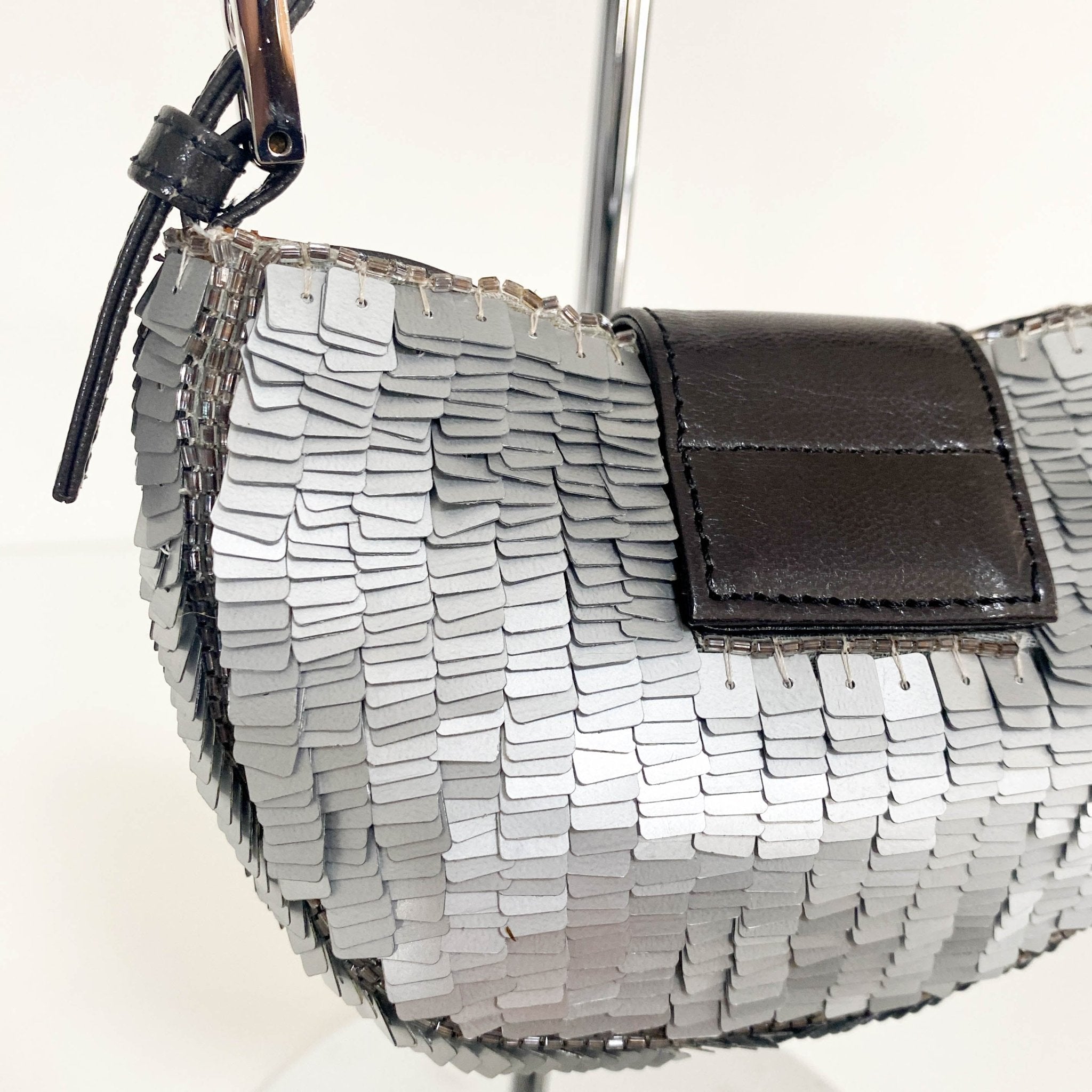 FENDI Mini Croissant Silver Sequin Bag, in , Sold by HIVE PRELOVED - Handle Bags, Mini bags, Sale