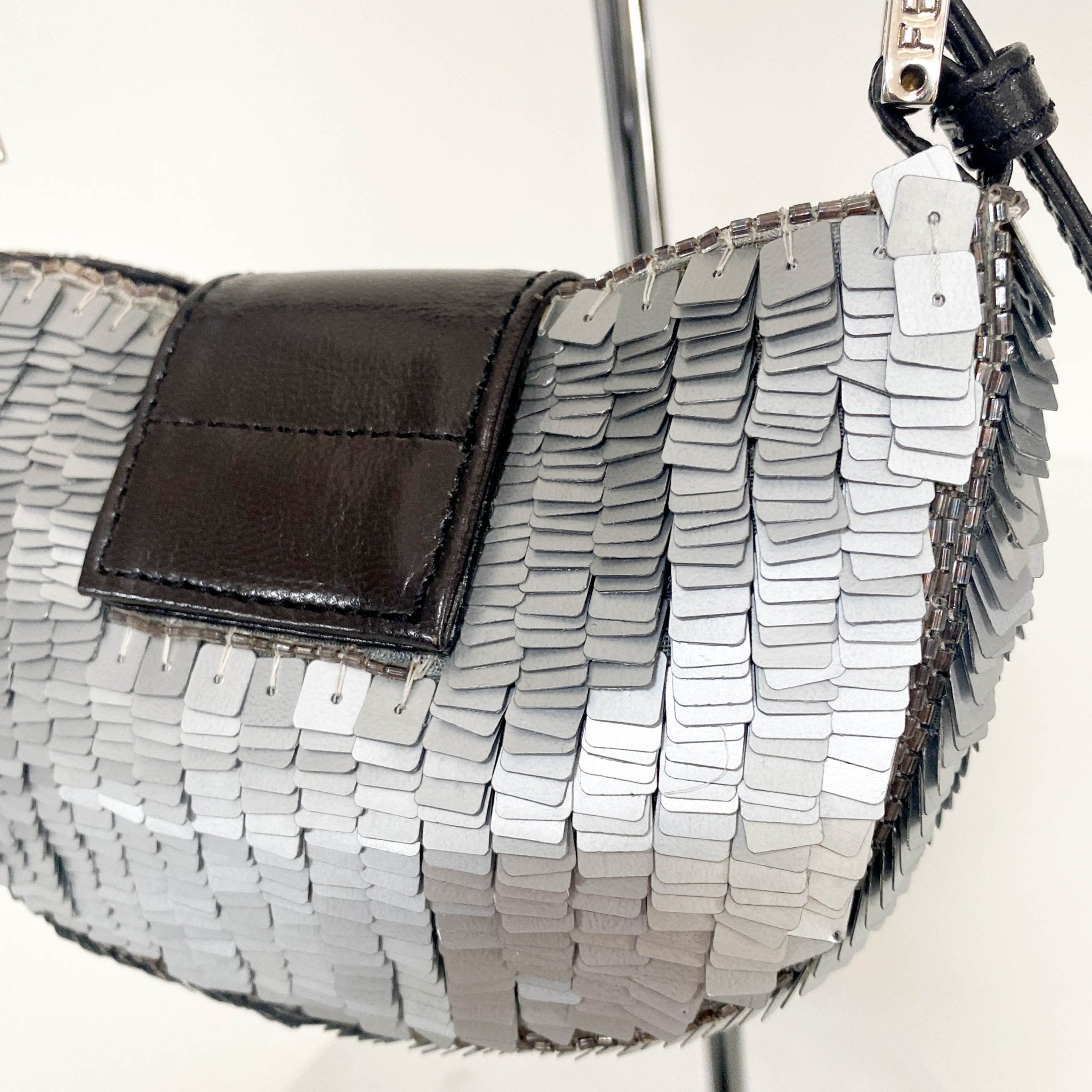 FENDI Mini Croissant Silver Sequin Bag, in , Sold by HIVE PRELOVED - Handle Bags, Mini bags, Sale