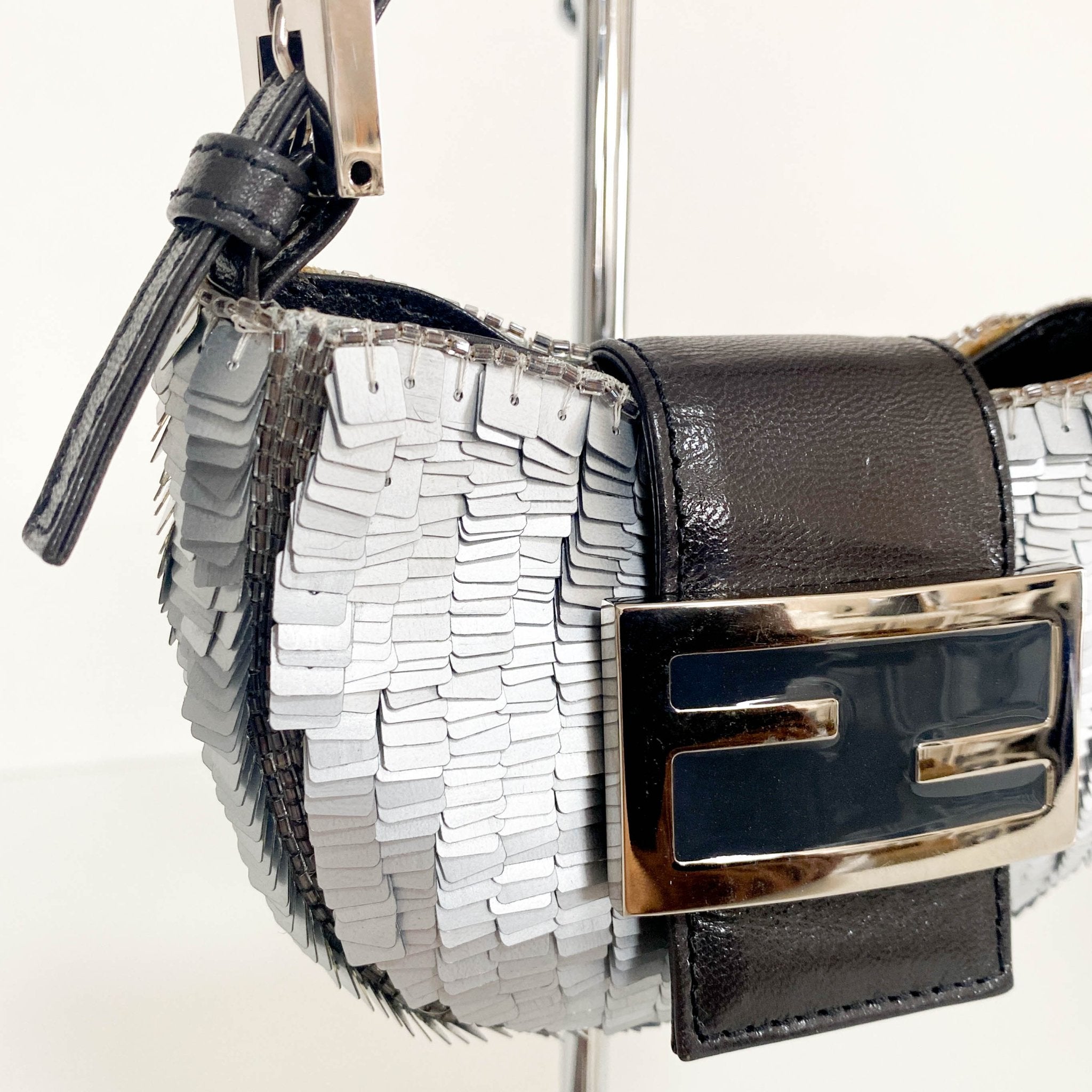 FENDI Mini Croissant Silver Sequin Bag, in , Sold by HIVE PRELOVED - Handle Bags, Mini bags, Sale
