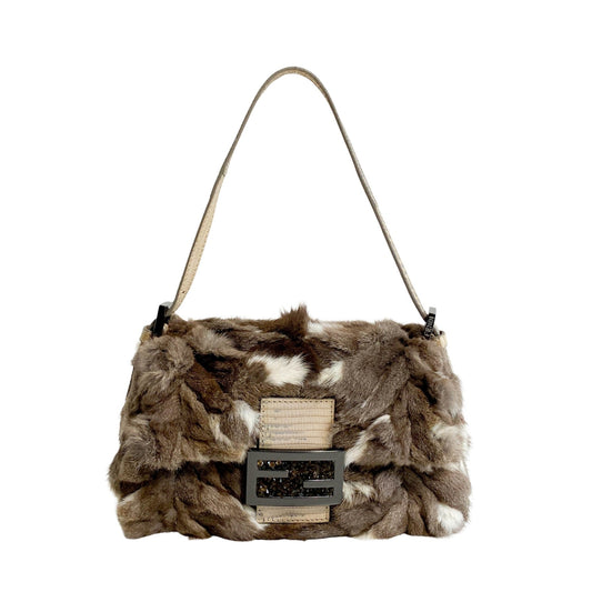 FENDI Mini Mamma Baguette Brown Fur Shoulder Bag, in , Sold by HIVE PRELOVED - Shoulder Bags, ,