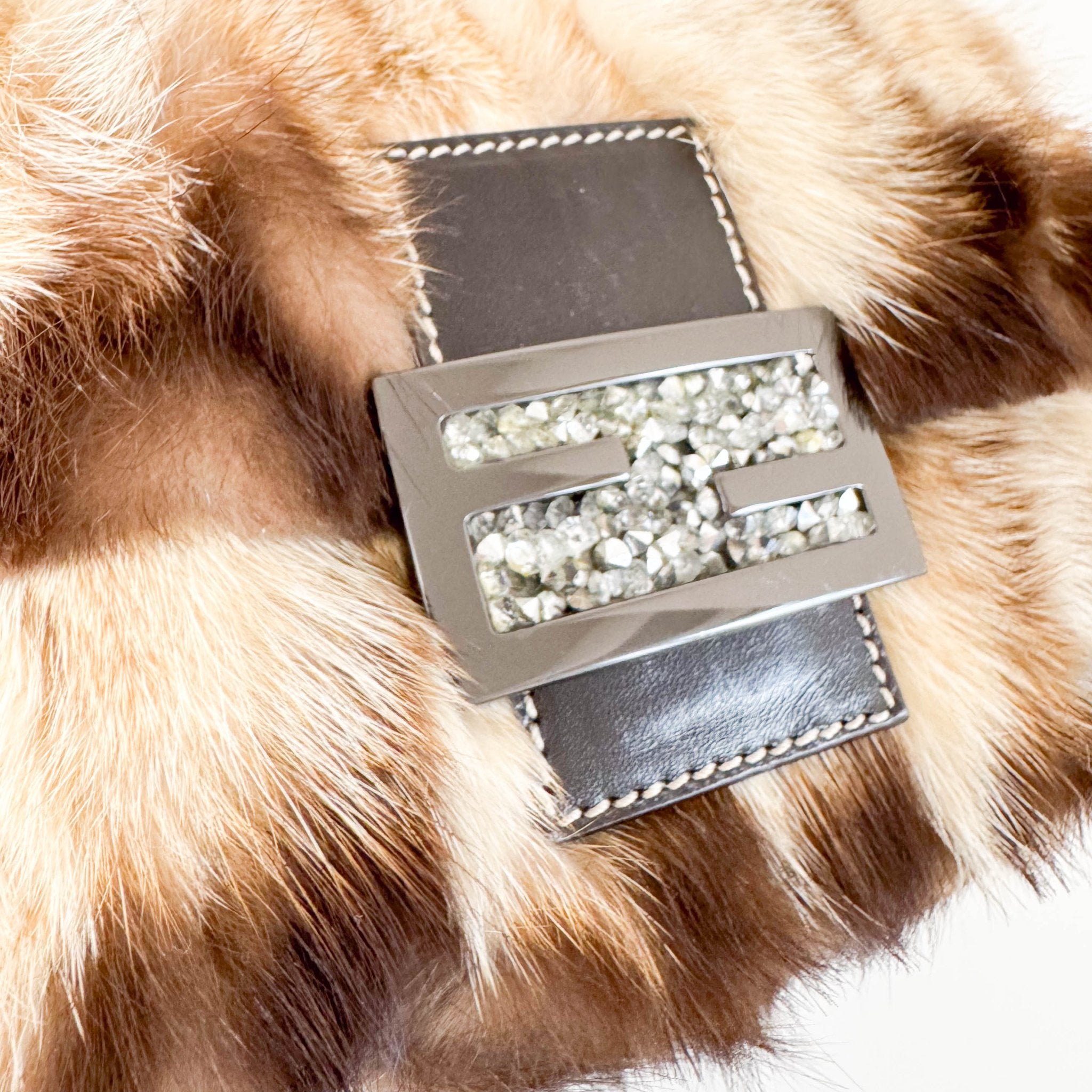 FENDI Mini Mamma Baguette Fur Shoulder Bag Rhinestone Hardware, in , Sold by HIVE PRELOVED - Handle Bags, ,