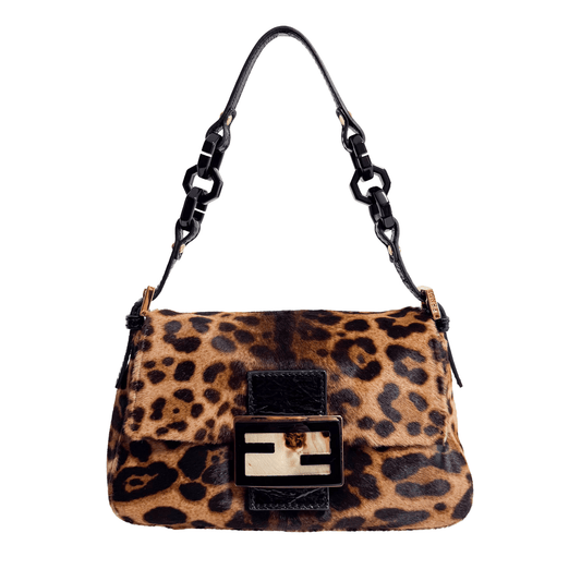 FENDI Mini Mamma Baguette Leopard Pony Hair Shoulder Bag, in , Sold by HIVE PRELOVED - Shoulder Bags, ,