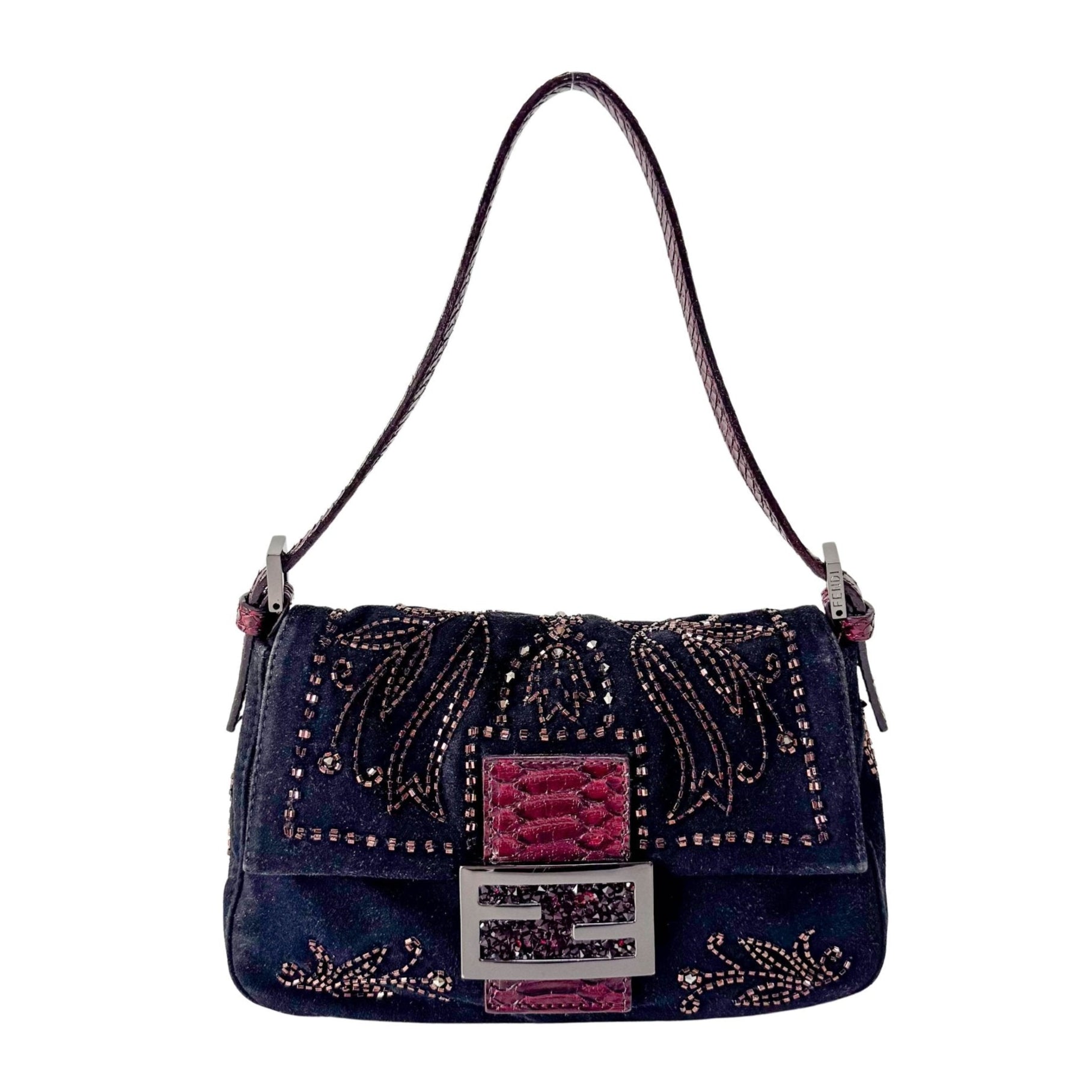 FENDI Mini Mamma Baugette Suede Beaded Shoulder Bag, in , Sold by HIVE PRELOVED - Mini bags, Shoulder Bags,