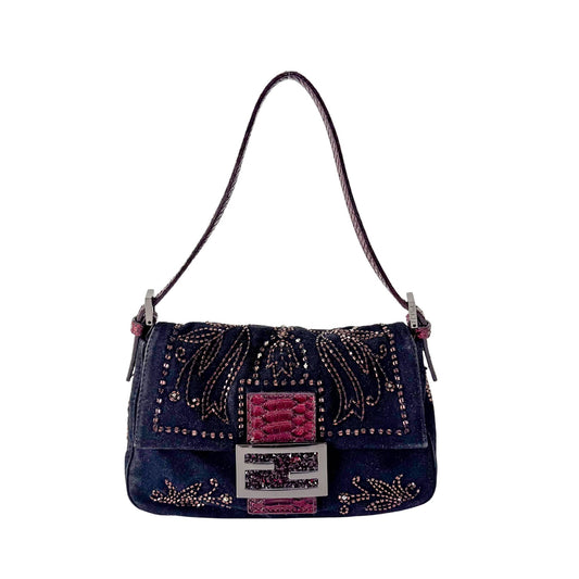 FENDI Mini Mamma Baugette Suede Beaded Shoulder Bag, in , Sold by HIVE PRELOVED - Mini bags, Shoulder Bags,
