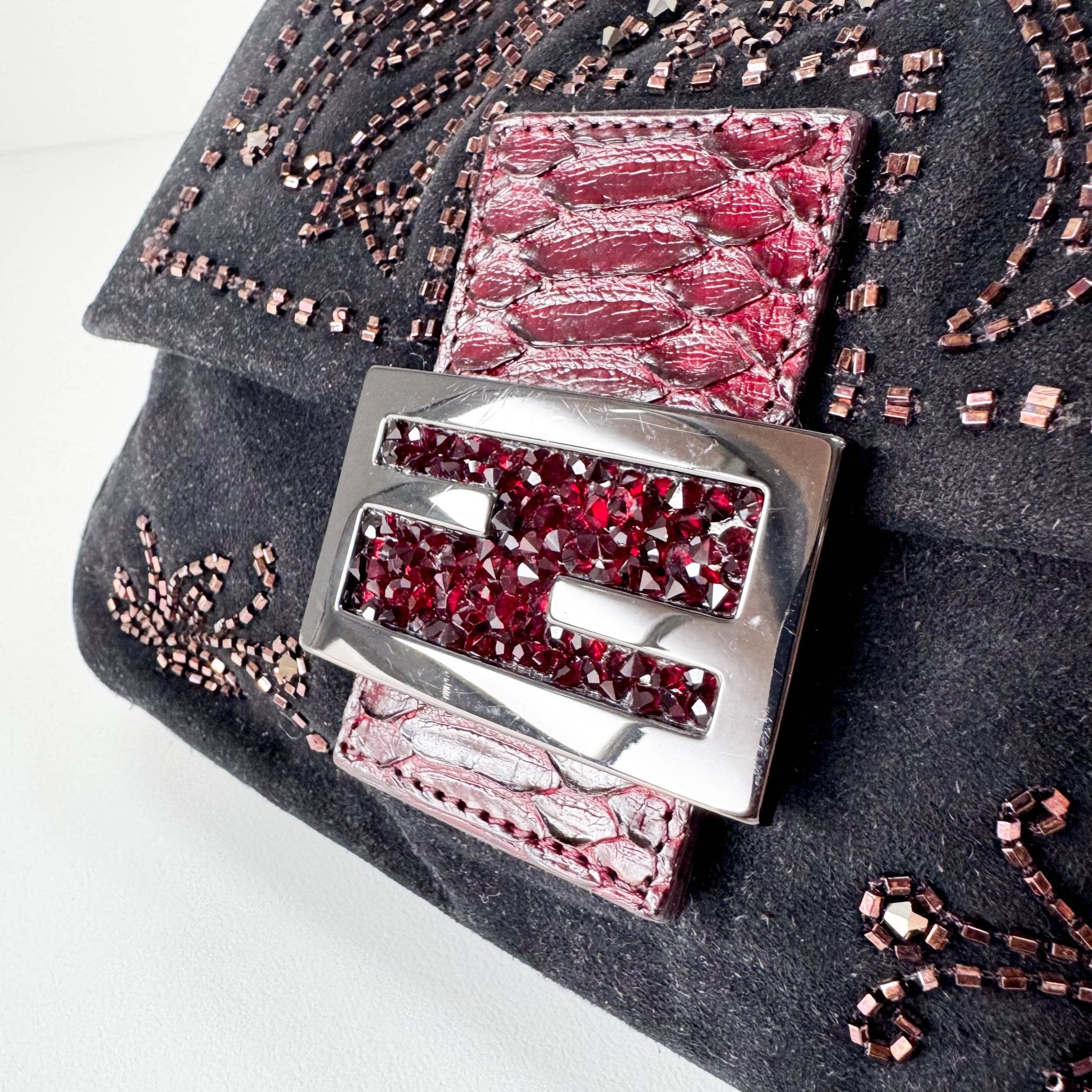 FENDI Mini Mamma Baugette Suede Beaded Shoulder Bag, in , Sold by HIVE PRELOVED - Mini bags, Shoulder Bags,