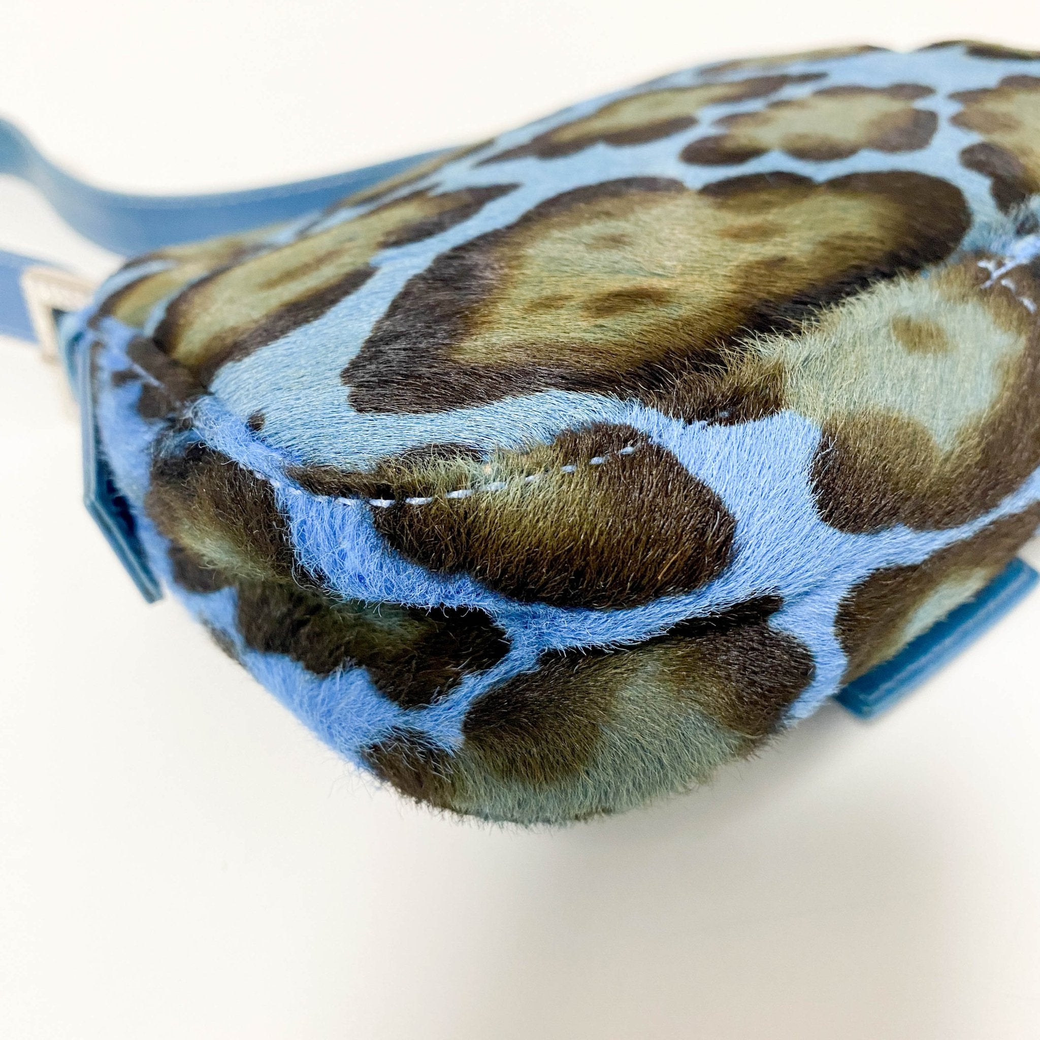 FENDI Mini Square Mamma Baguette Leopard Print Pony Hair Rhinestone Shoulder Bag Blue in Sold by HIVE PRELOVED - Shoulder Bag