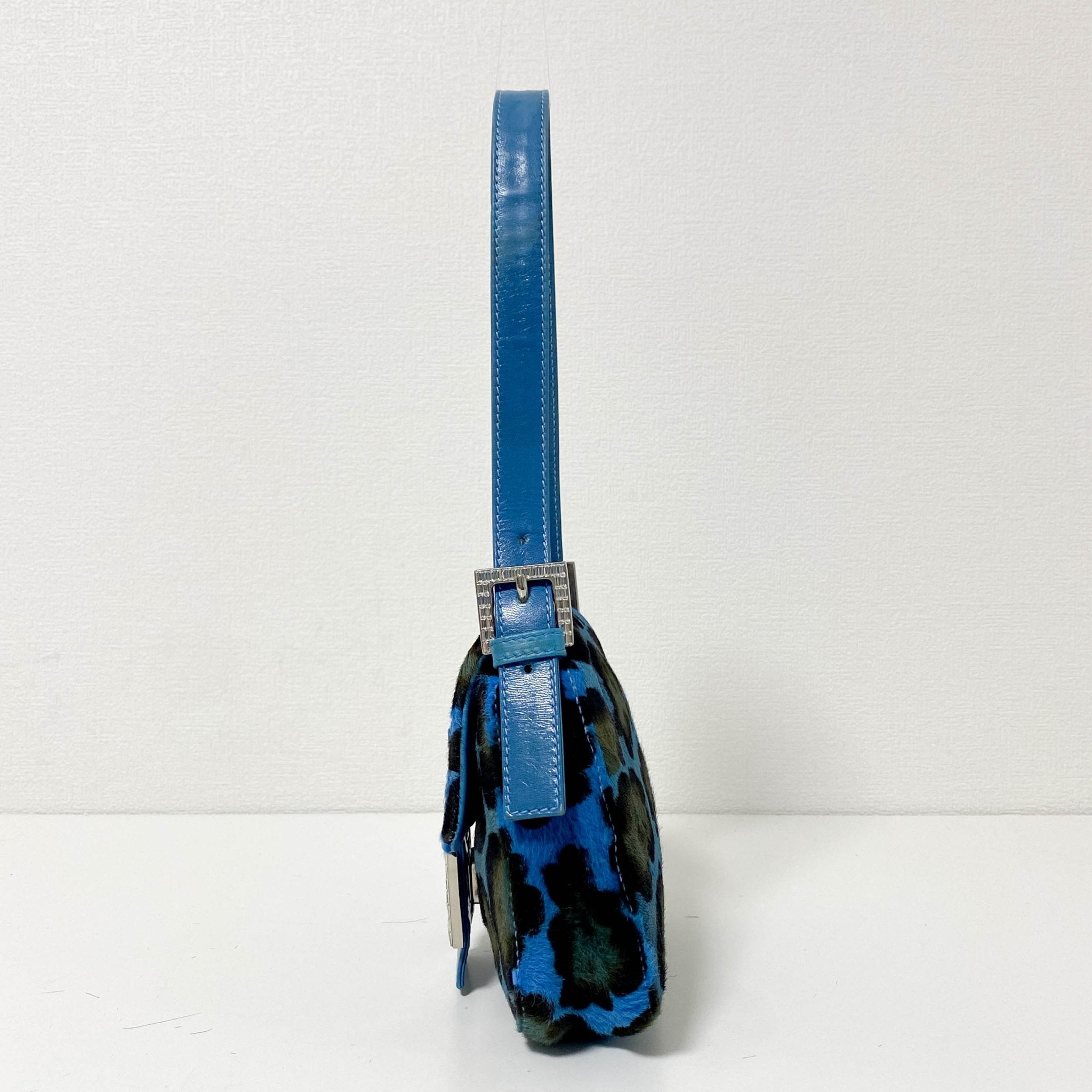 FENDI Mini Square Mamma Baguette Leopard Print Pony Hair Rhinestone Shoulder Bag Blue in Sold by HIVE PRELOVED - Shoulder Bag