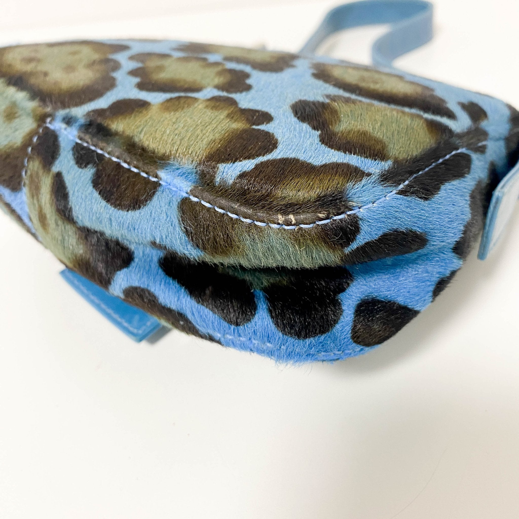 FENDI Mini Square Mamma Baguette Leopard Print Pony Hair Rhinestone Shoulder Bag Blue in Sold by HIVE PRELOVED - Shoulder Bag