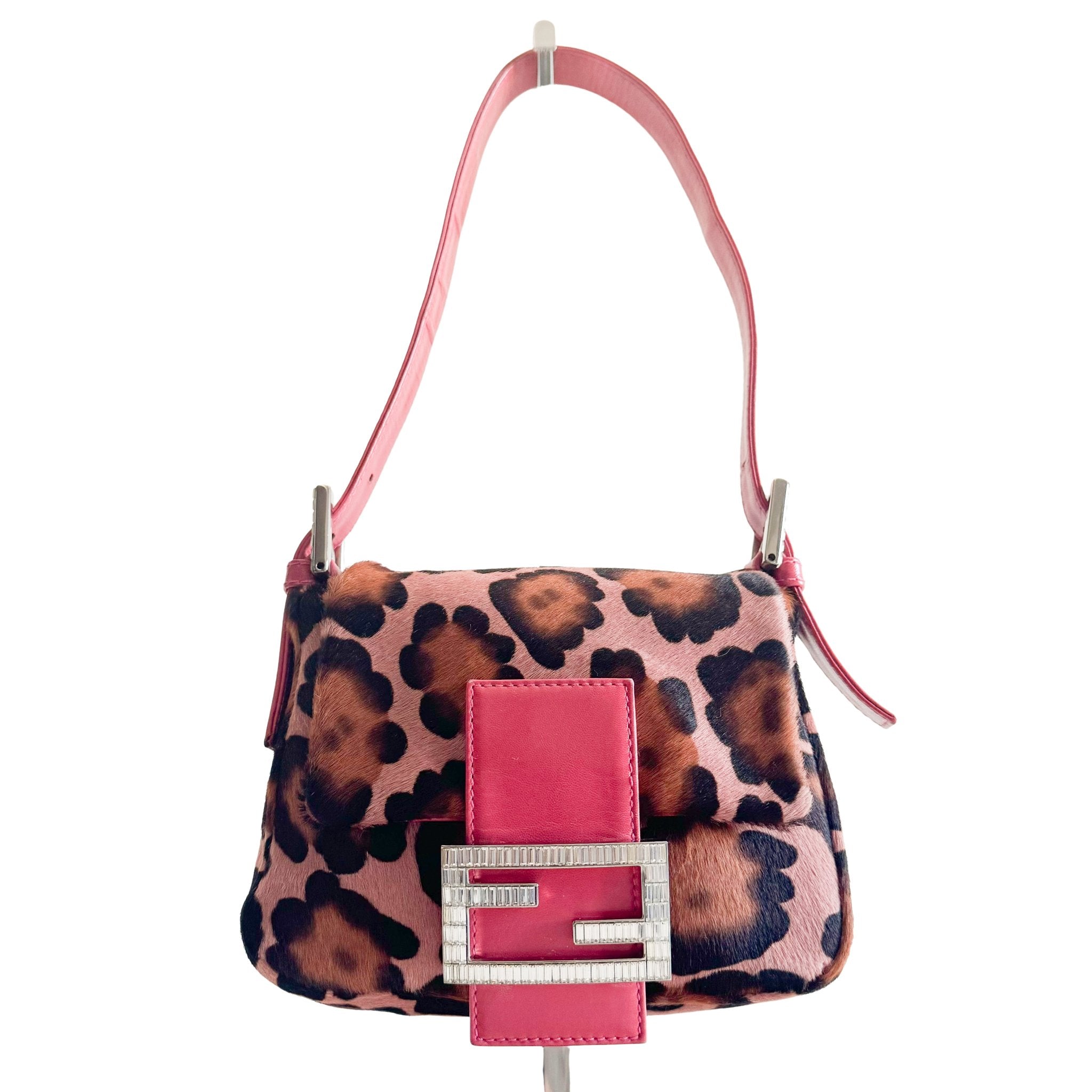 FENDI Mini Square Mamma Baguette Leopard Print Pony Hair Rhinestone Shoulder Bag, in , Sold by HIVE PRELOVED - Shoulder Bags