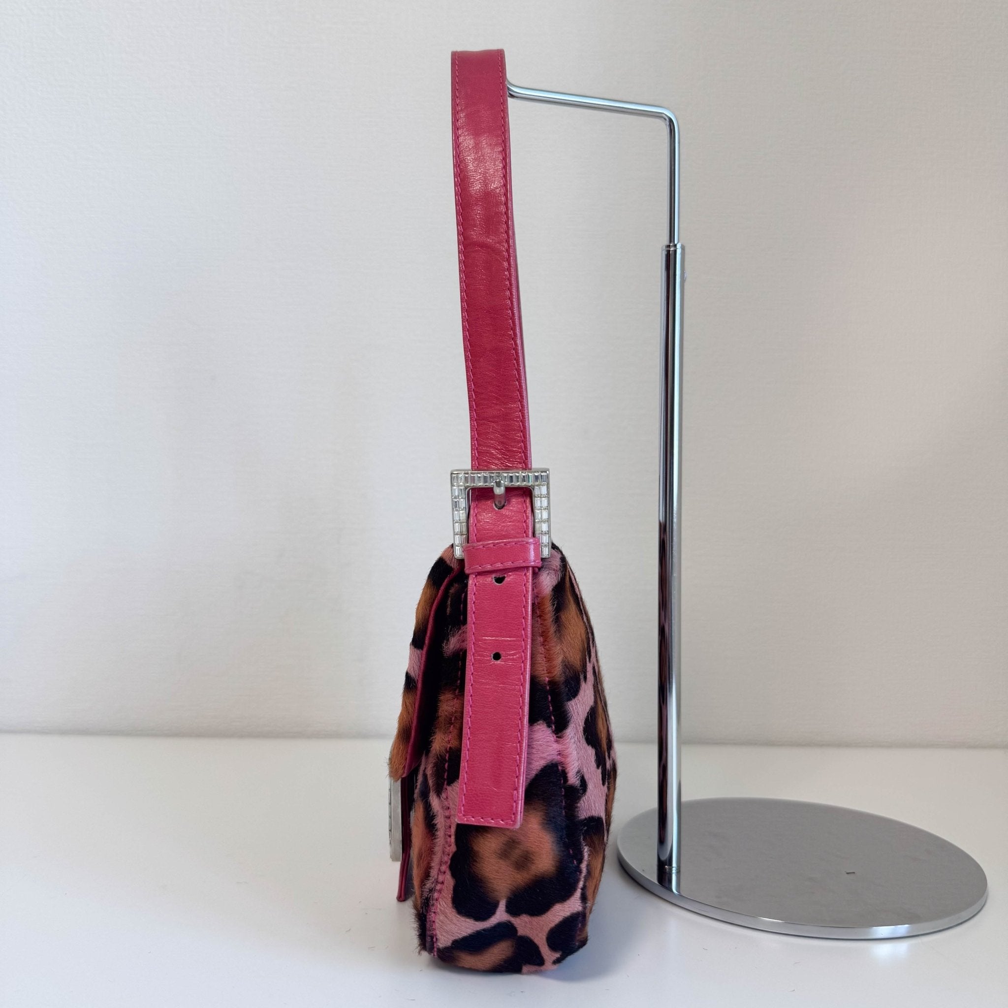 FENDI Mini Square Mamma Baguette Leopard Print Pony Hair Rhinestone Shoulder Bag, in , Sold by HIVE PRELOVED - Shoulder Bags