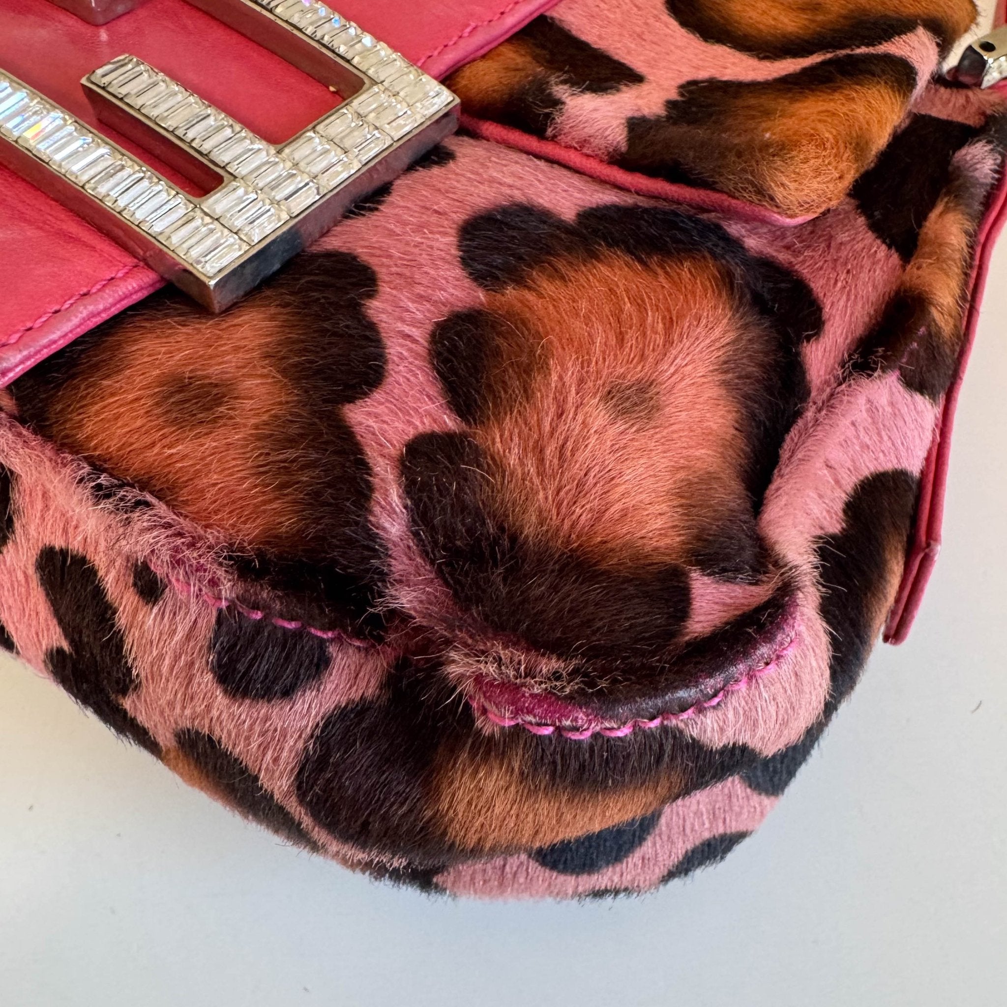 FENDI Mini Square Mamma Baguette Leopard Print Pony Hair Rhinestone Shoulder Bag, in , Sold by HIVE PRELOVED - Shoulder Bags