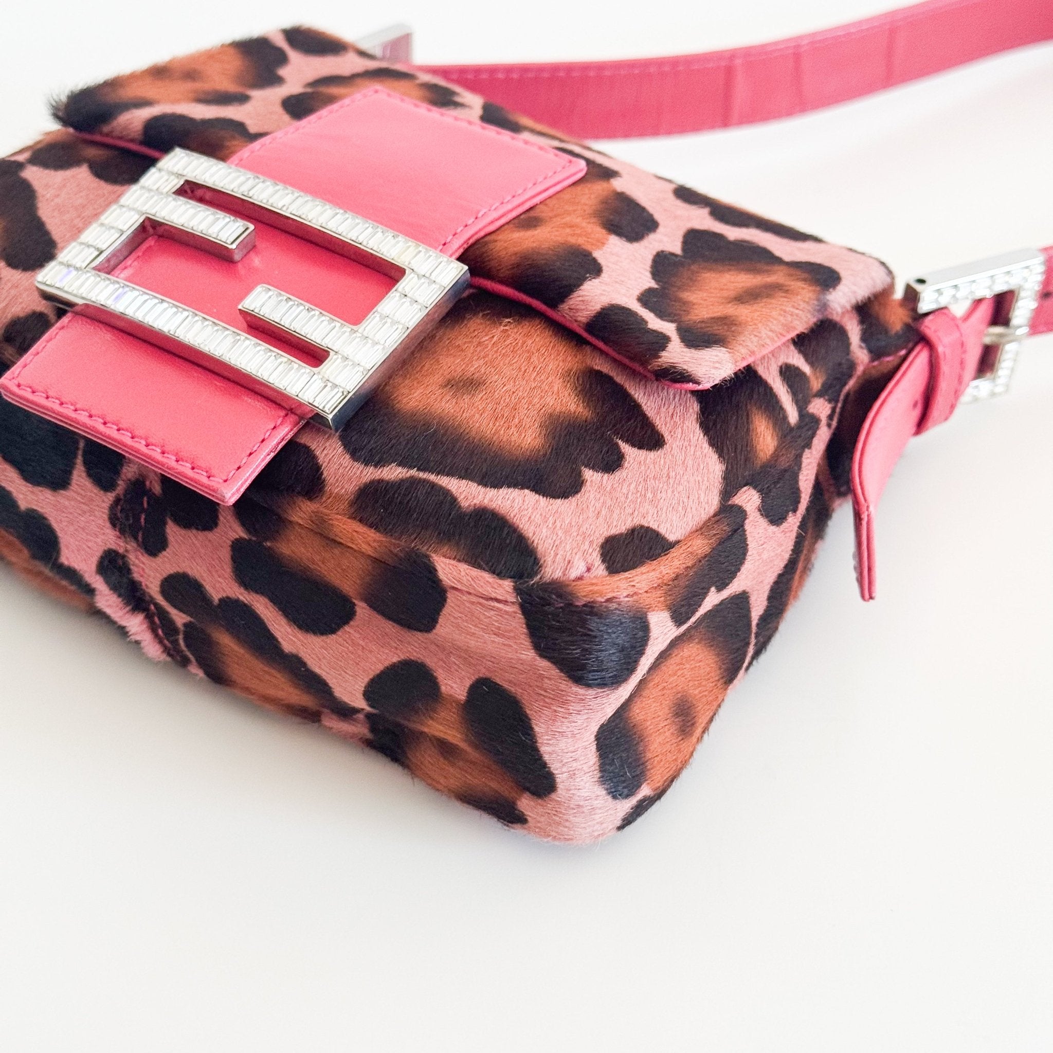 FENDI Mini Square Mamma Baguette Leopard Print Pony Hair Rhinestone Shoulder Bag, in , Sold by HIVE PRELOVED - Shoulder Bags