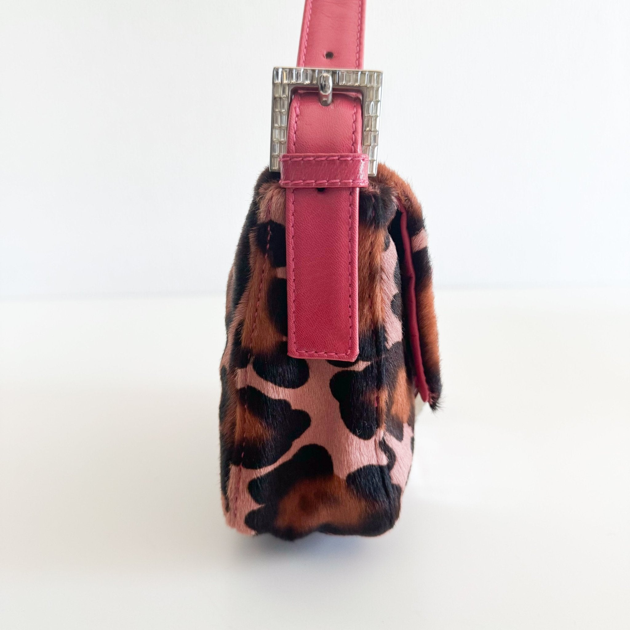 FENDI Mini Square Mamma Baguette Leopard Print Pony Hair Rhinestone Shoulder Bag, in , Sold by HIVE PRELOVED - Shoulder Bags
