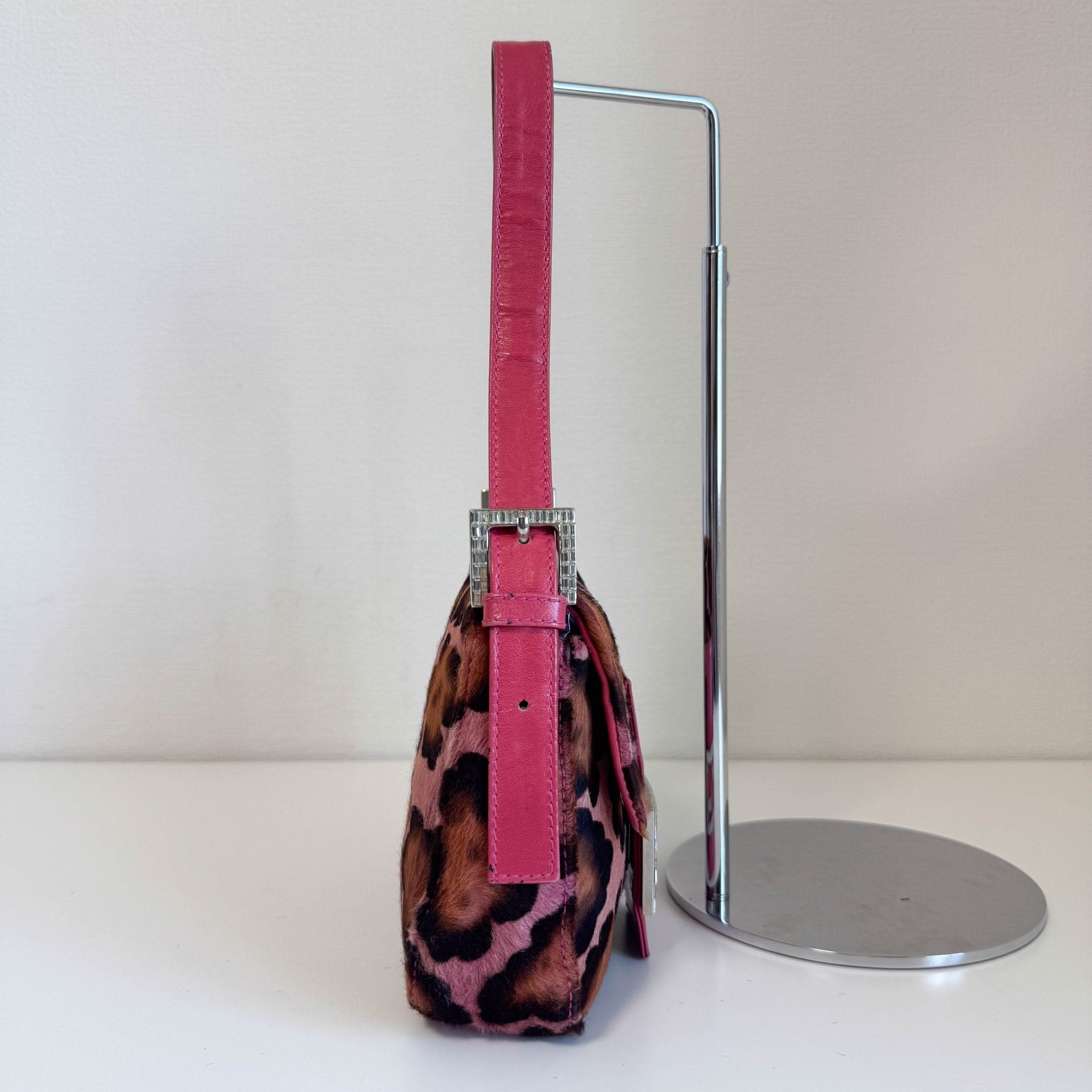 FENDI Mini Square Mamma Baguette Leopard Print Pony Hair Rhinestone Shoulder Bag, in , Sold by HIVE PRELOVED - Shoulder Bags