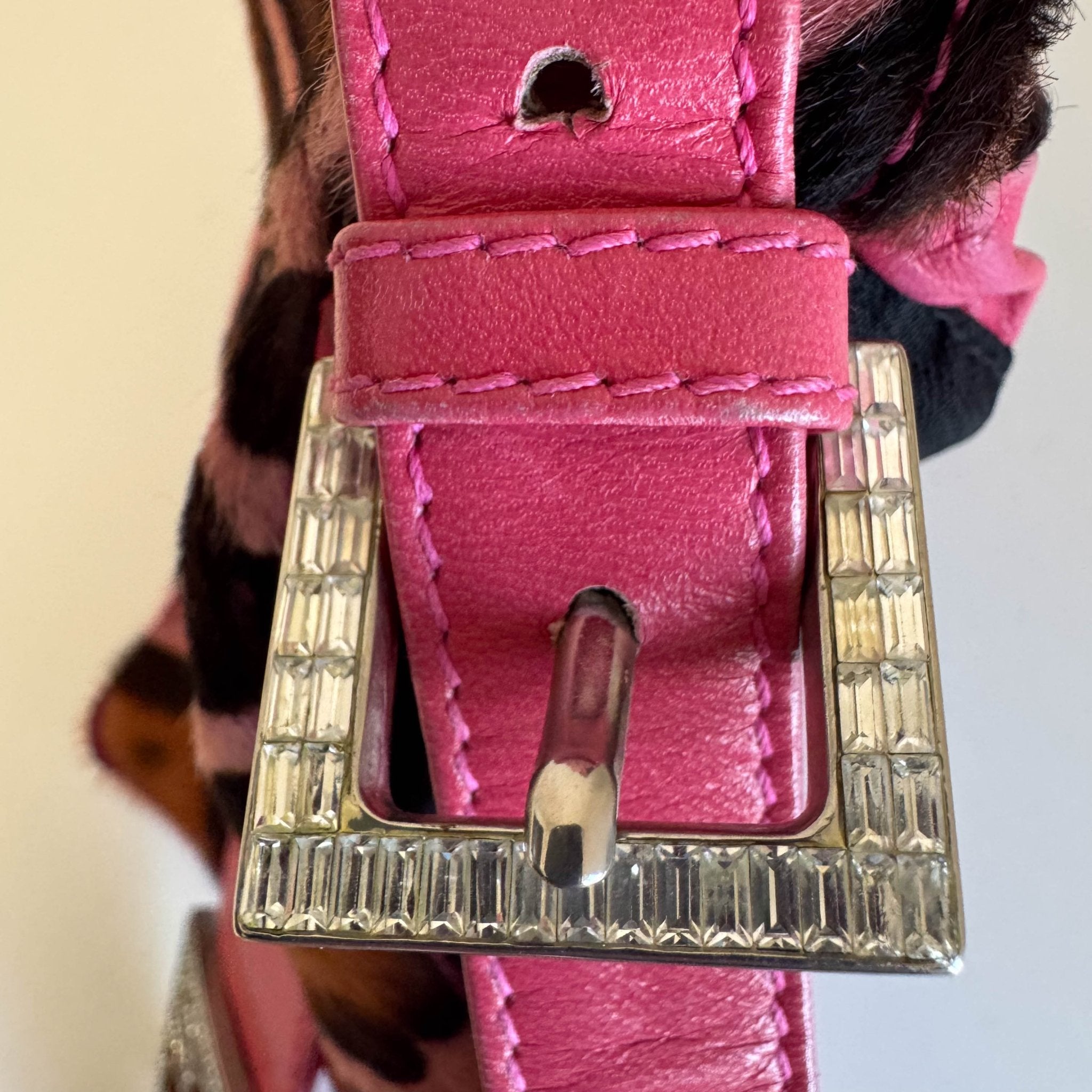 FENDI Mini Square Mamma Baguette Leopard Print Pony Hair Rhinestone Shoulder Bag, in , Sold by HIVE PRELOVED - Shoulder Bags