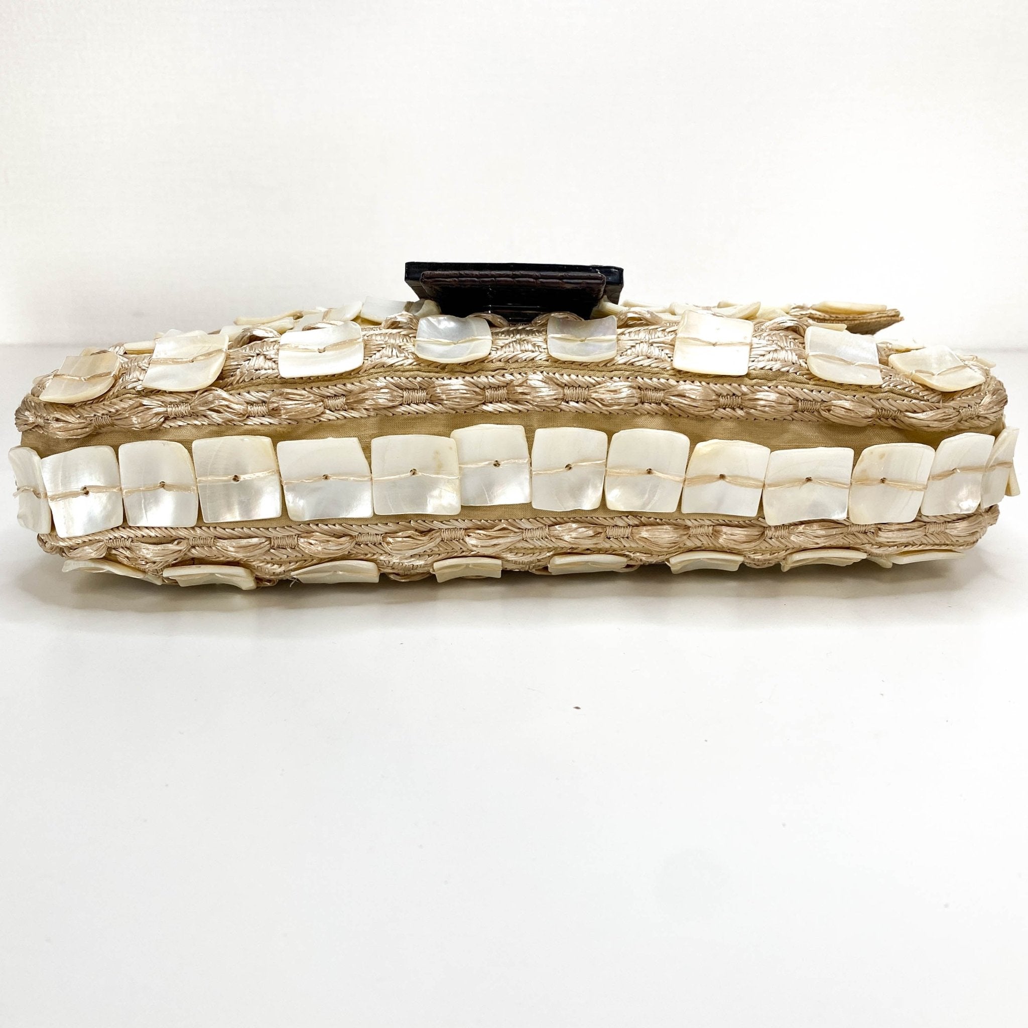 FENDI Mother of Pearl Embellished Satin×Leather Baugette, in , Sold by HIVE PRELOVED - Shoulder Bags, ,