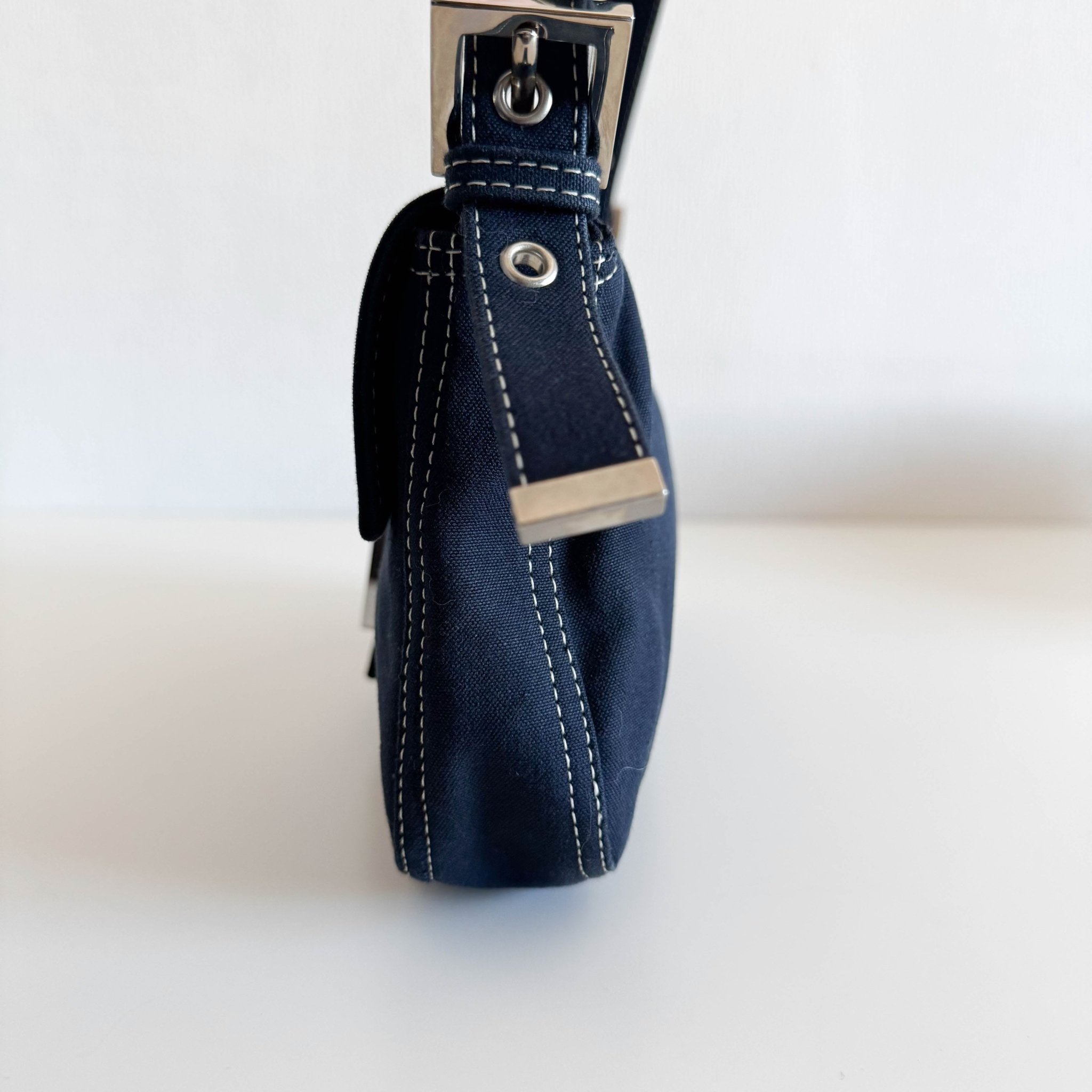 FENDI Navy Denim Canvas Baguette Shoulder Bag, in , Sold by HIVE PRELOVED - Shoulder Bags, ,