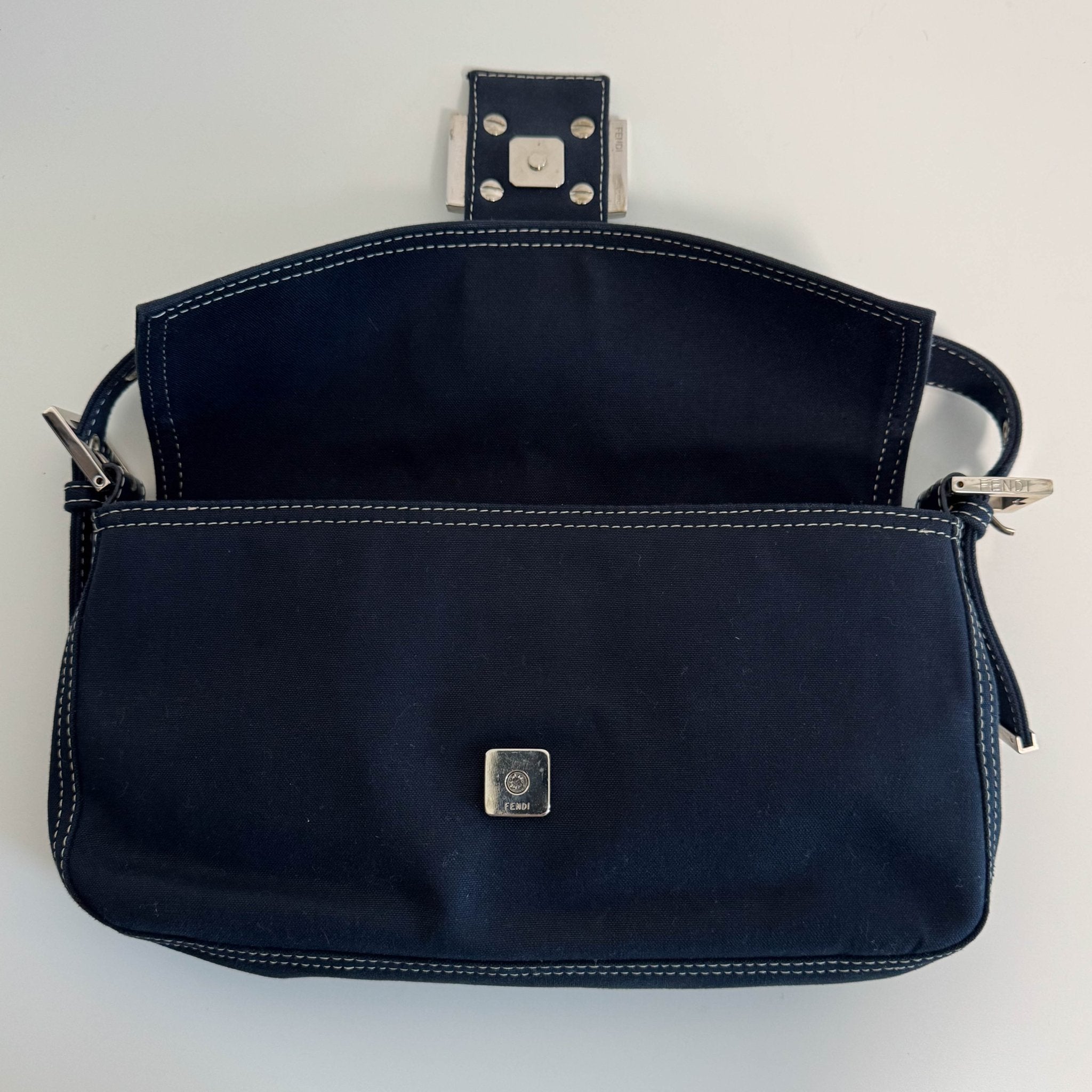 FENDI Navy Denim Canvas Baguette Shoulder Bag, in , Sold by HIVE PRELOVED - Shoulder Bags, ,