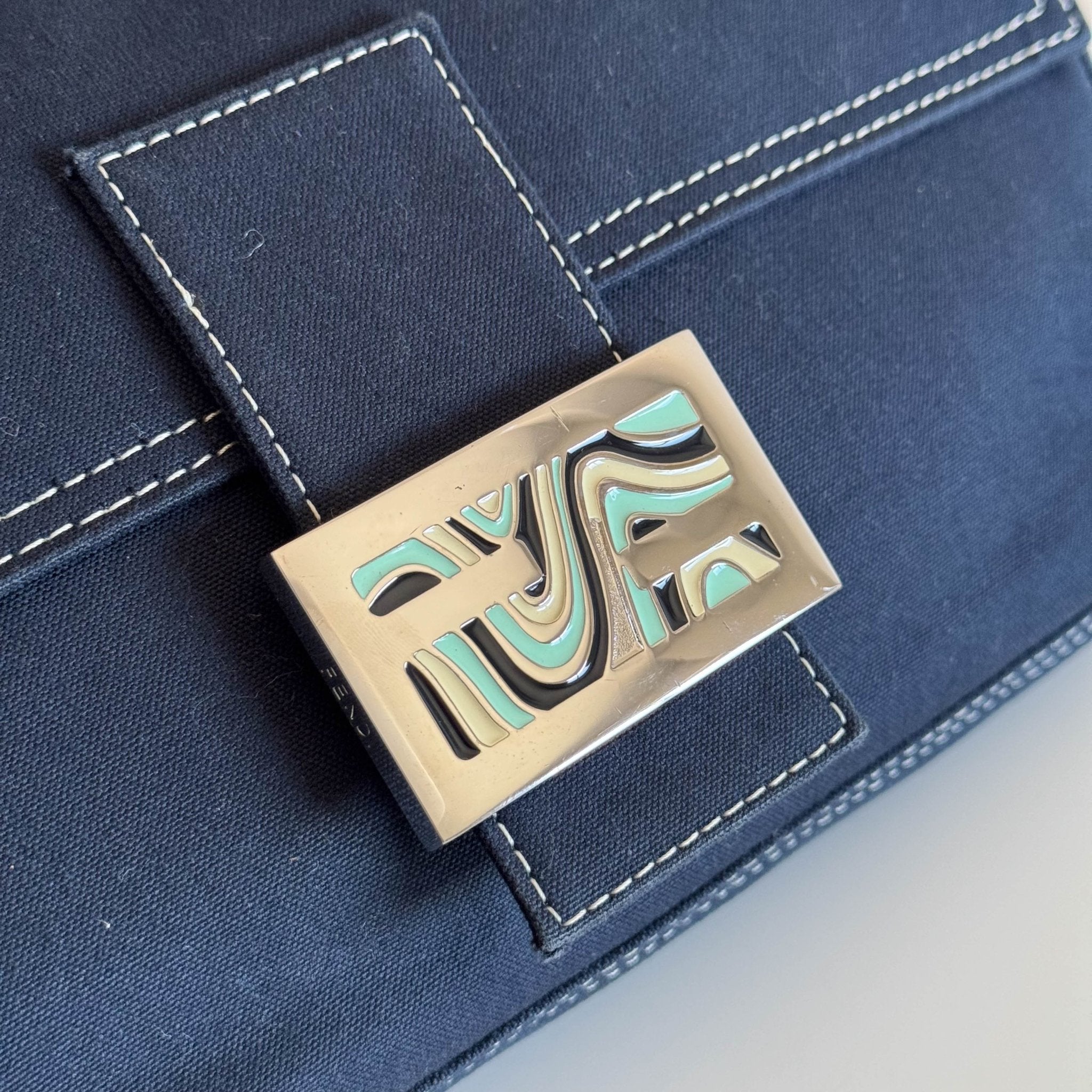 FENDI Navy Denim Canvas Baguette Shoulder Bag, in , Sold by HIVE PRELOVED - Shoulder Bags, ,