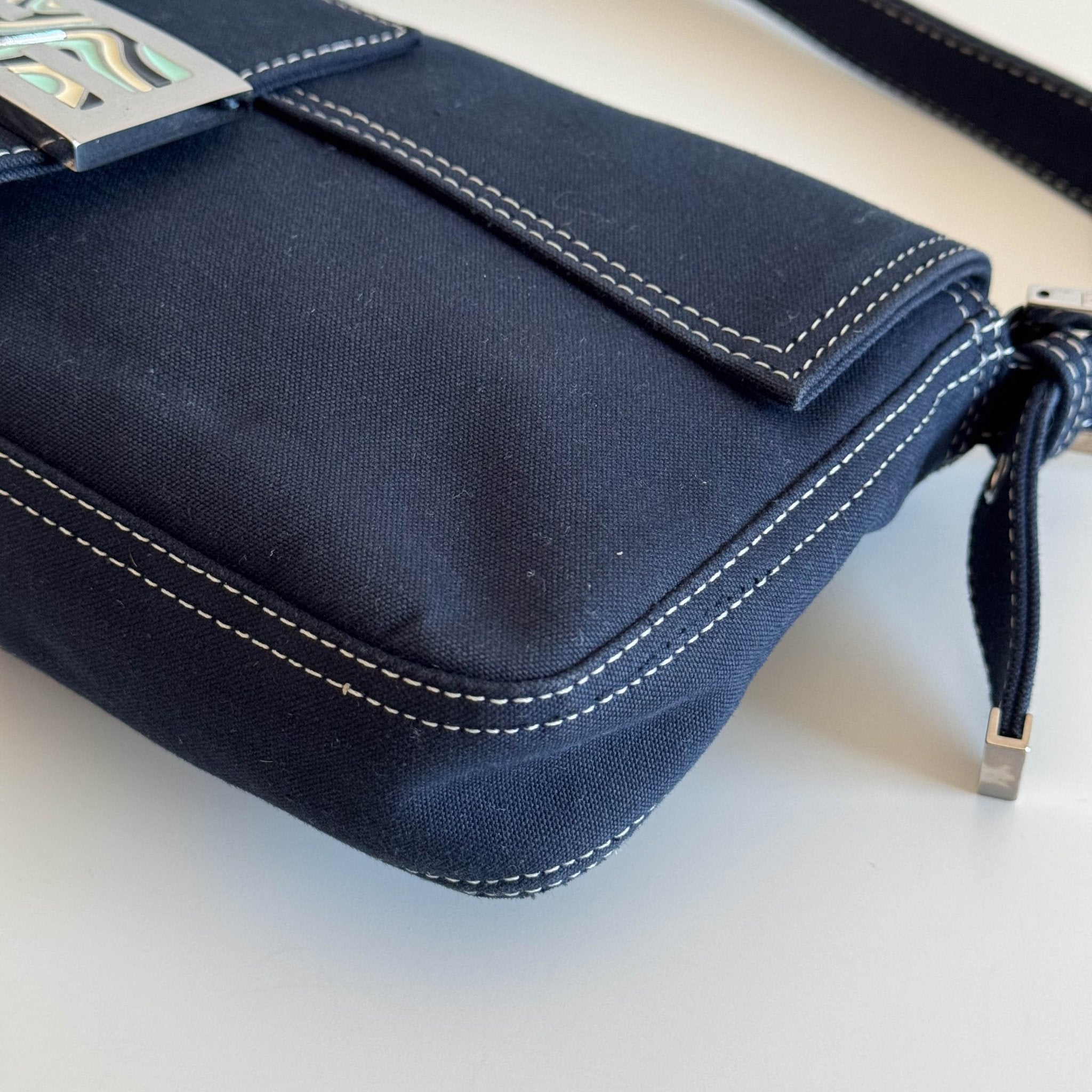 FENDI Navy Denim Canvas Baguette Shoulder Bag, in , Sold by HIVE PRELOVED - Shoulder Bags, ,