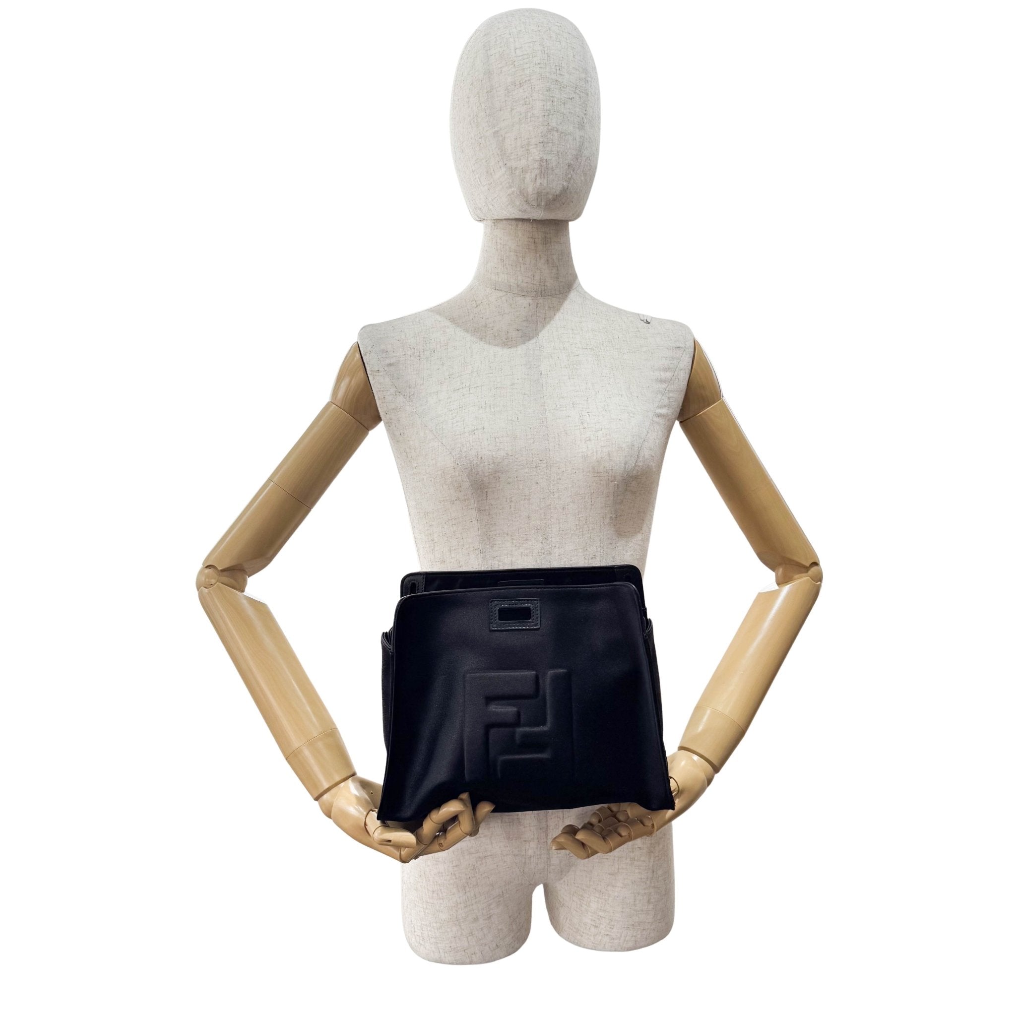 FENDI Peek - a - Boo Defender Black Satin Bag, in , Sold by HIVE PRELOVED - Clutch bags, Pouches,