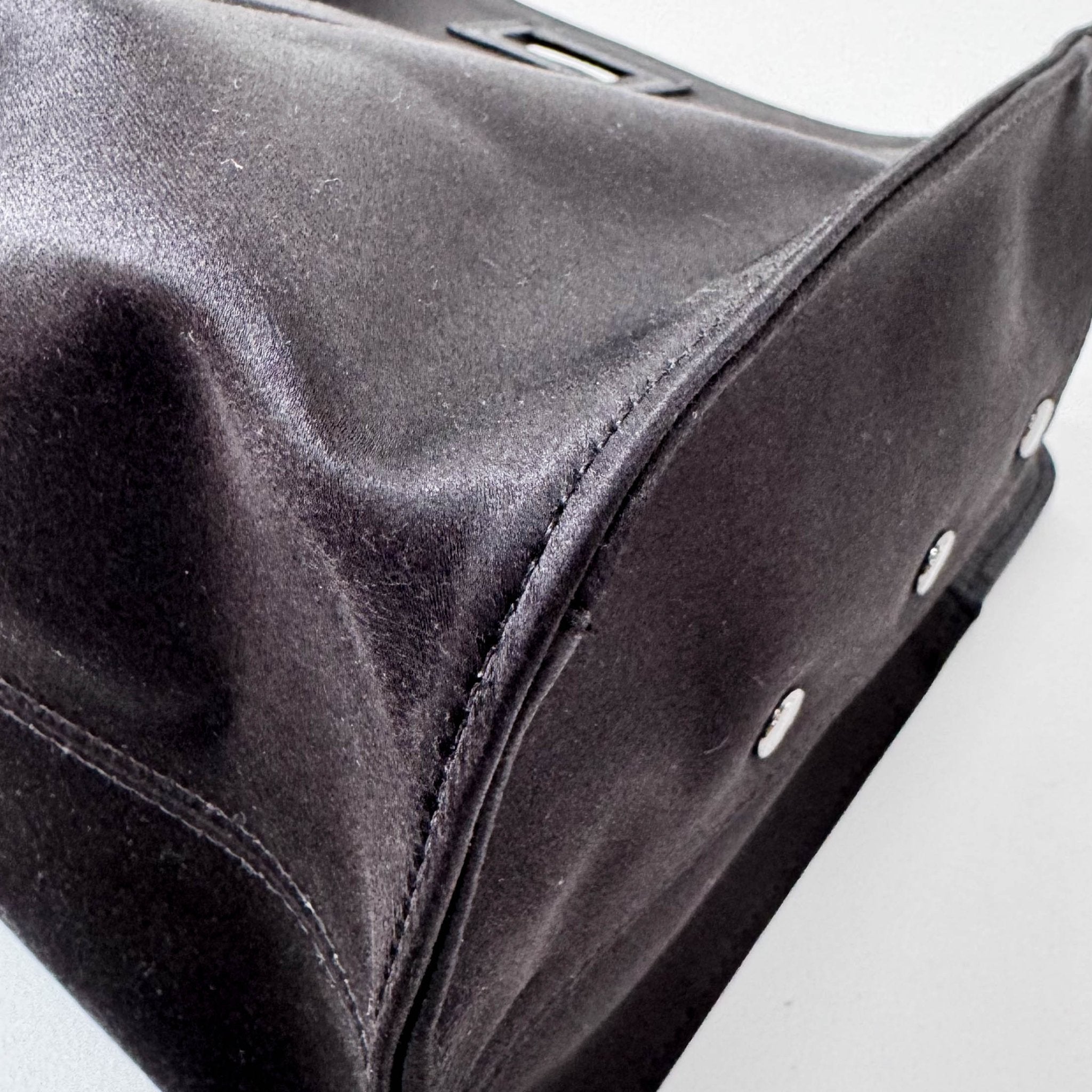 FENDI Peek - a - Boo Defender Black Satin Bag, in , Sold by HIVE PRELOVED - Clutch bags, Pouches,