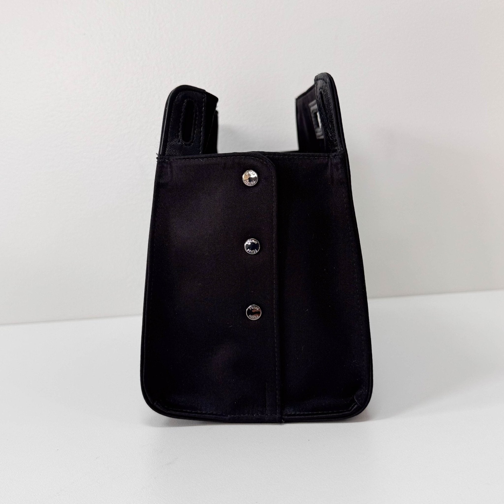 FENDI Peek - a - Boo Defender Black Satin Bag, in , Sold by HIVE PRELOVED - Clutch bags, Pouches,