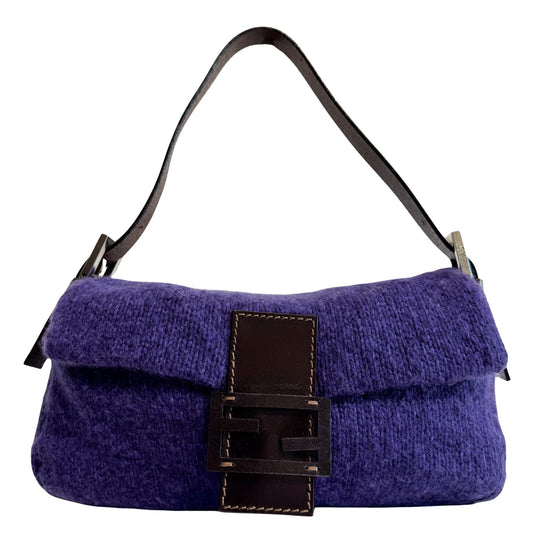 FENDI Purple Cashmere Wool Baguette Shoulder Bag, in , Sold by HIVE PRELOVED - Shoulder Bags, ,