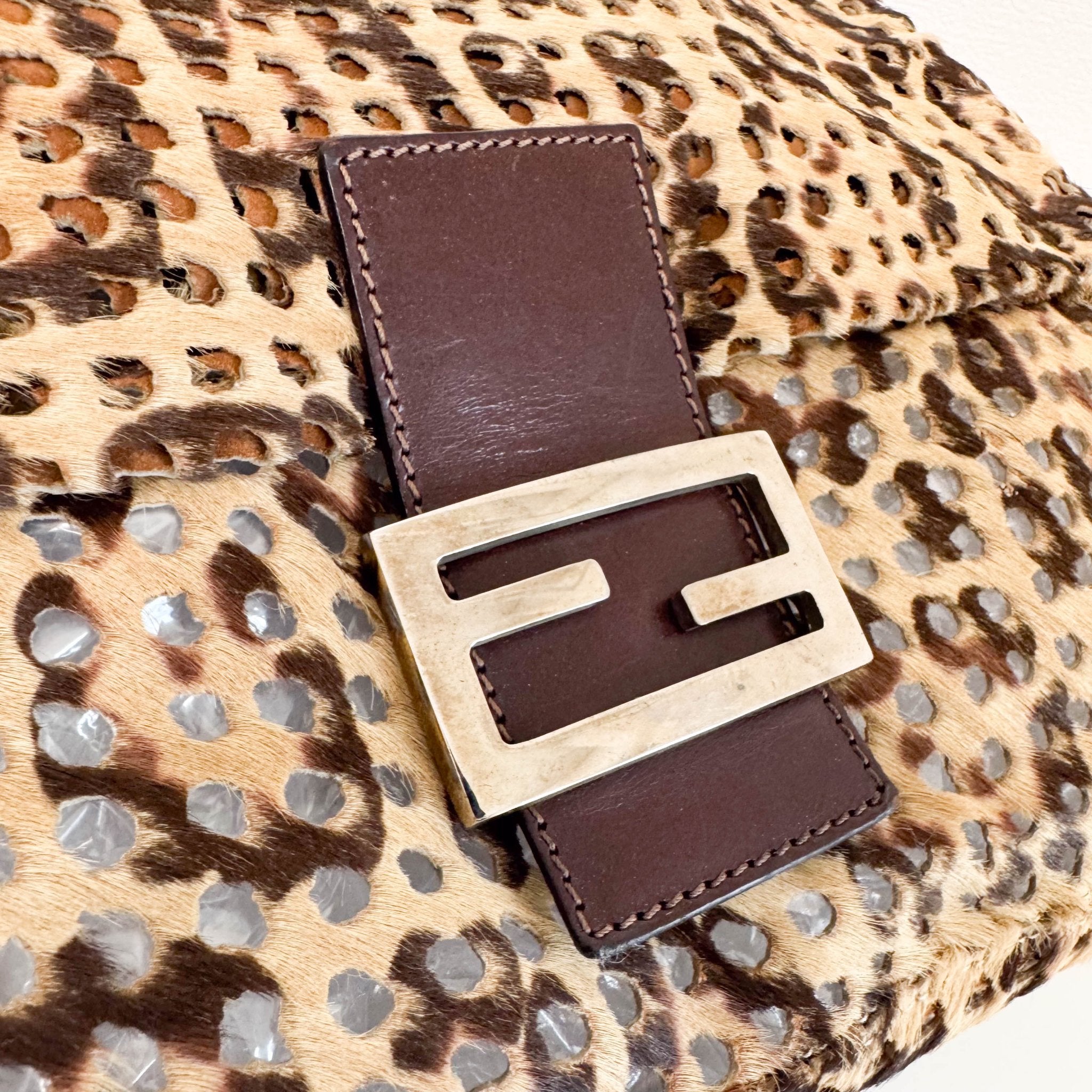 FENDI Rare 90s Perforated Pony Hair Animal Print Mamma Baguette, in , Sold by HIVE PRELOVED - Shoulder Bags, ,