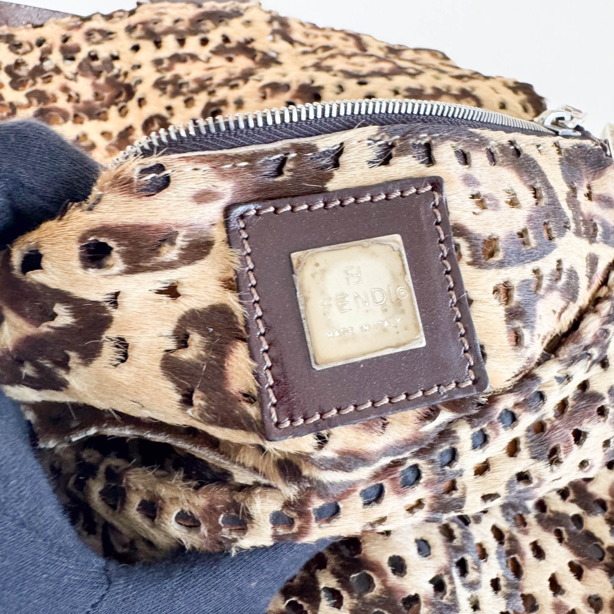 FENDI Rare 90s Perforated Pony Hair Animal Print Mamma Baguette, in , Sold by HIVE PRELOVED - Shoulder Bags, ,