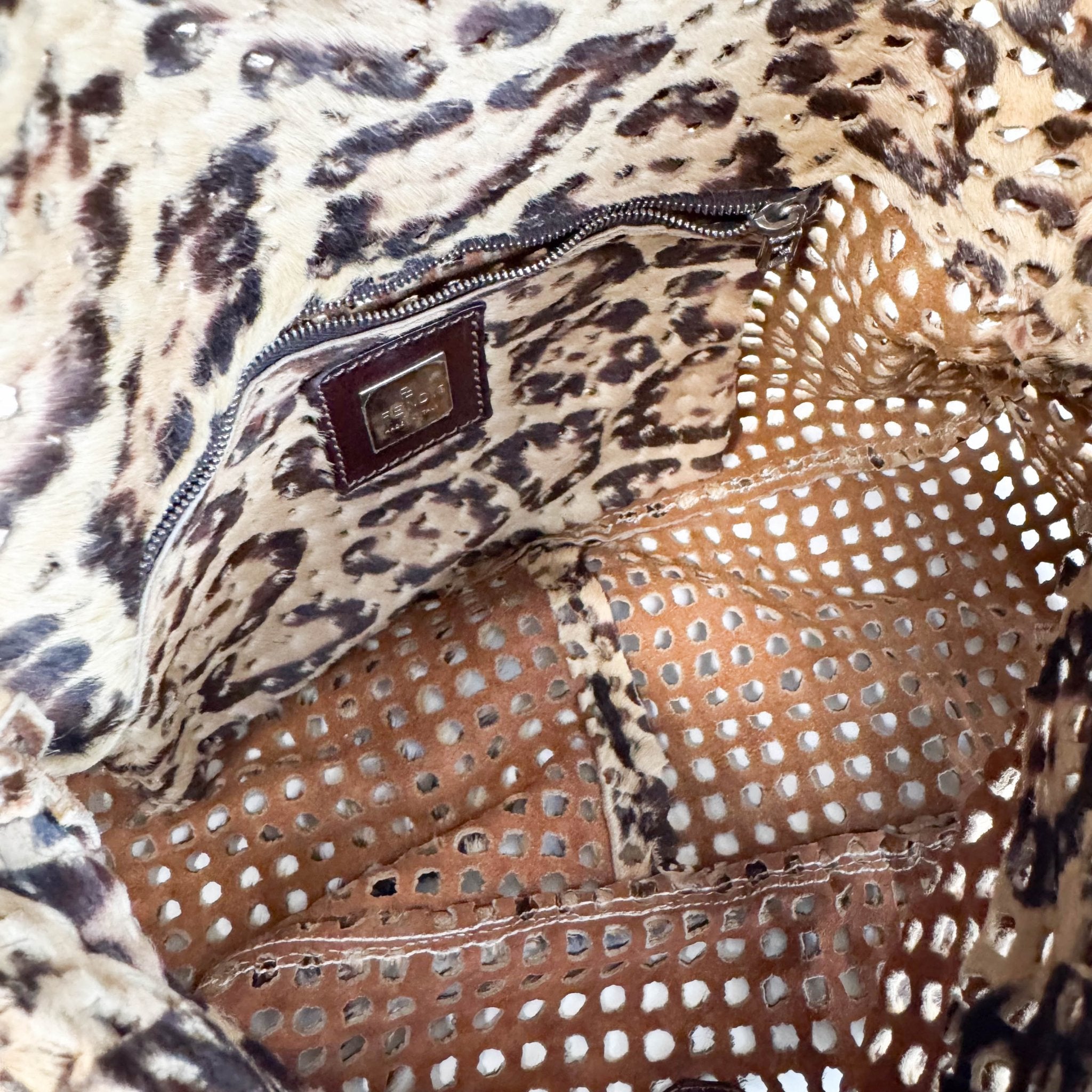 FENDI Rare 90s Perforated Pony Hair Animal Print Mamma Baguette, in , Sold by HIVE PRELOVED - Shoulder Bags, ,