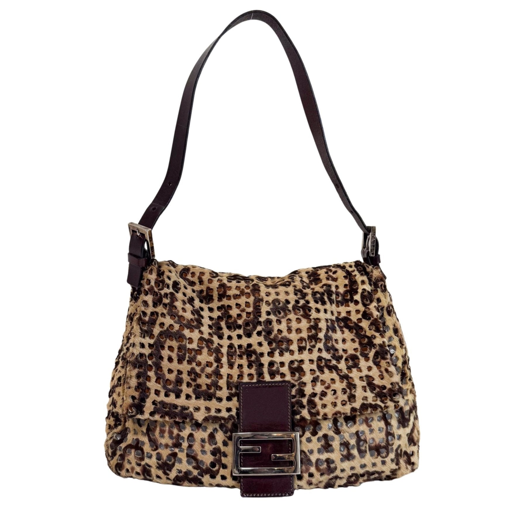 FENDI Rare 90s Perforated Pony Hair Animal Print Mamma Baguette, in , Sold by HIVE PRELOVED - Shoulder Bags, ,