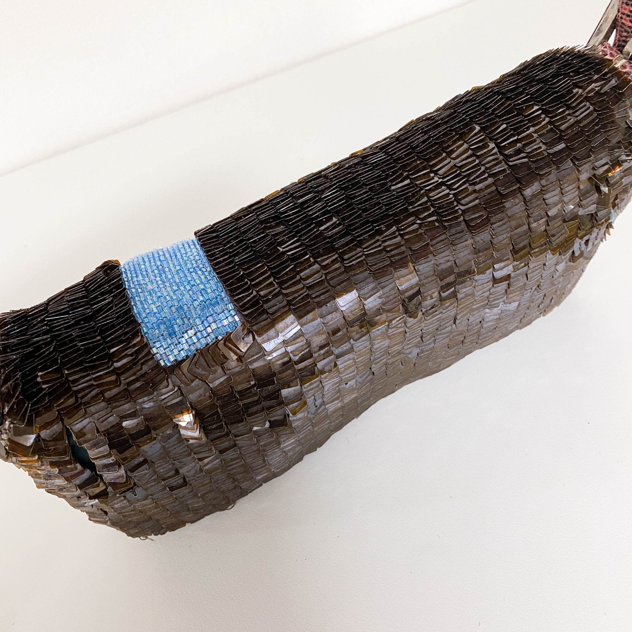 FENDI Rare Baguette Brown Pink Sequin / Beads Shoulder Bag, in , Sold by HIVE PRELOVED - Shoulder Bags, ,