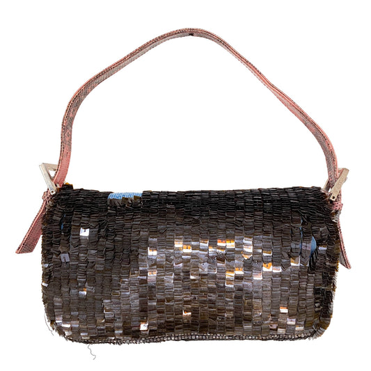 FENDI Rare Baguette Brown Pink Sequin / Beads Shoulder Bag, in , Sold by HIVE PRELOVED - Shoulder Bags, ,