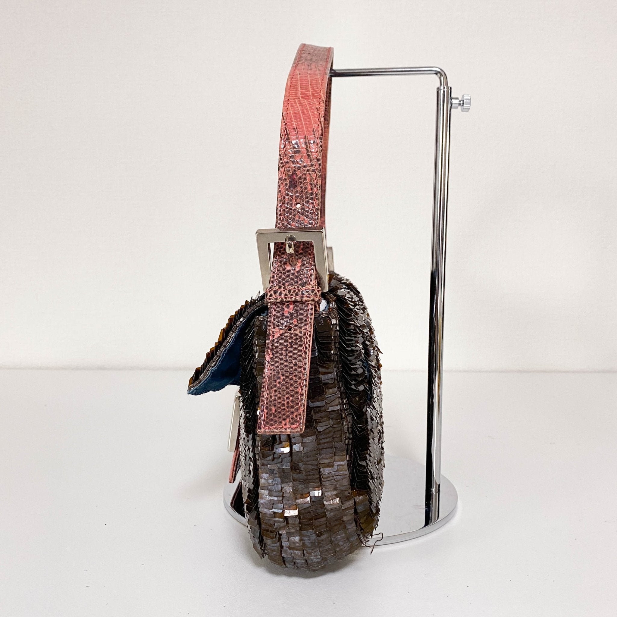 FENDI Rare Baguette Brown Pink Sequin / Beads Shoulder Bag, in , Sold by HIVE PRELOVED - Shoulder Bags, ,