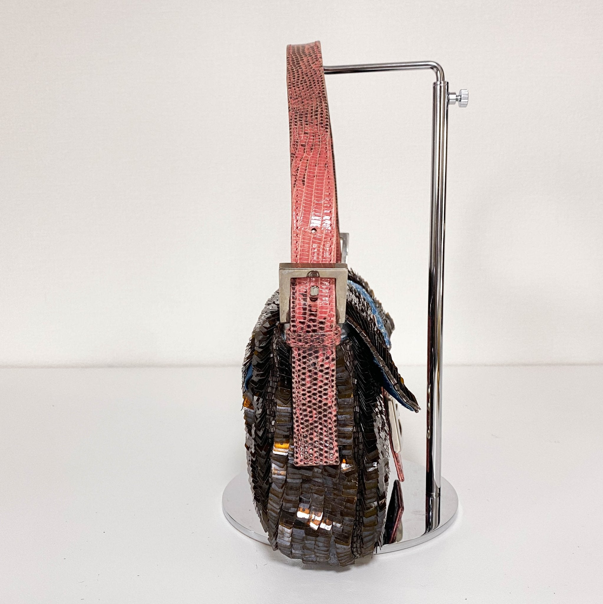 FENDI Rare Baguette Brown Pink Sequin / Beads Shoulder Bag, in , Sold by HIVE PRELOVED - Shoulder Bags, ,